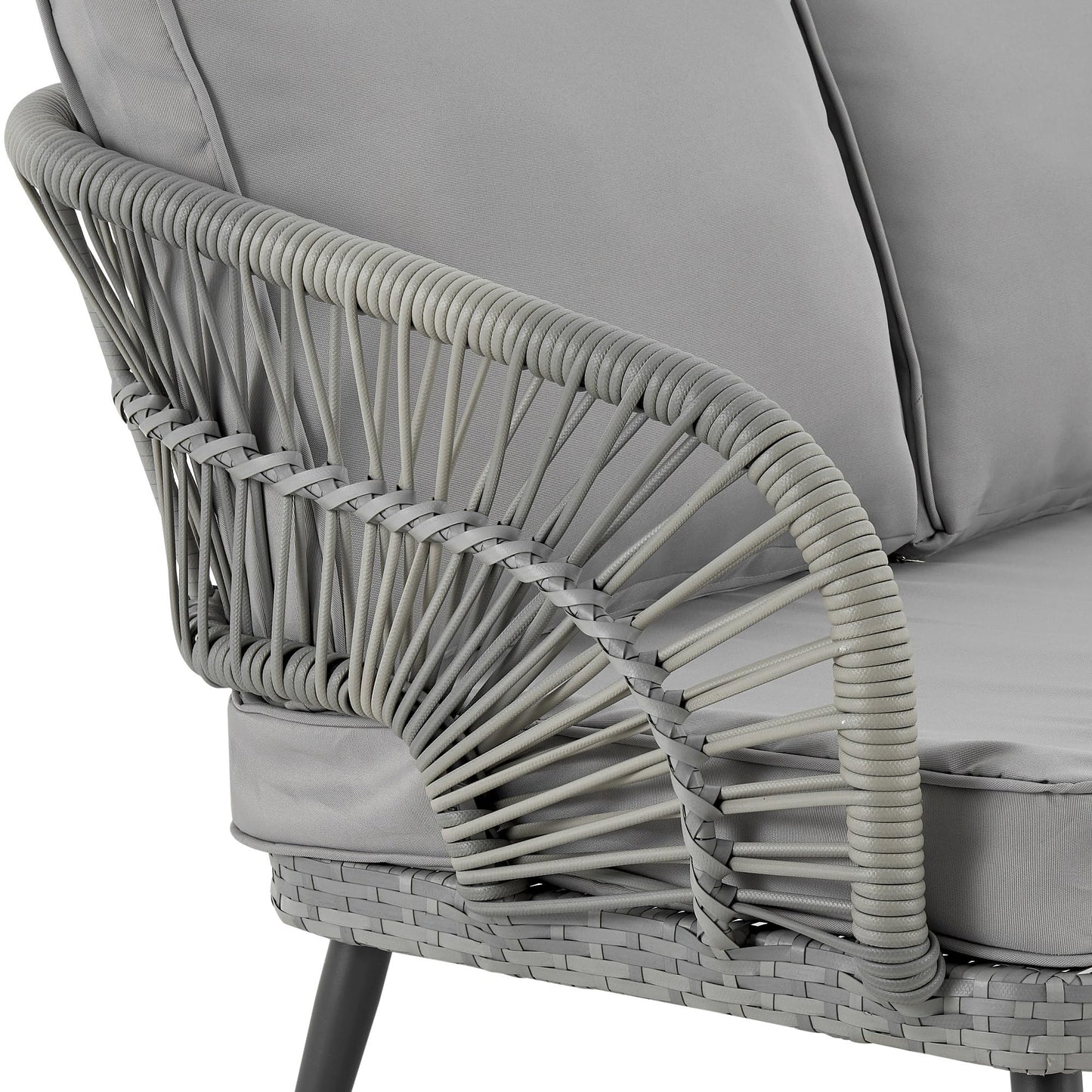 Manhattan Comfort Riviera 4-Piece 5 Seater Patio Conversation Set with Cushions, Grey