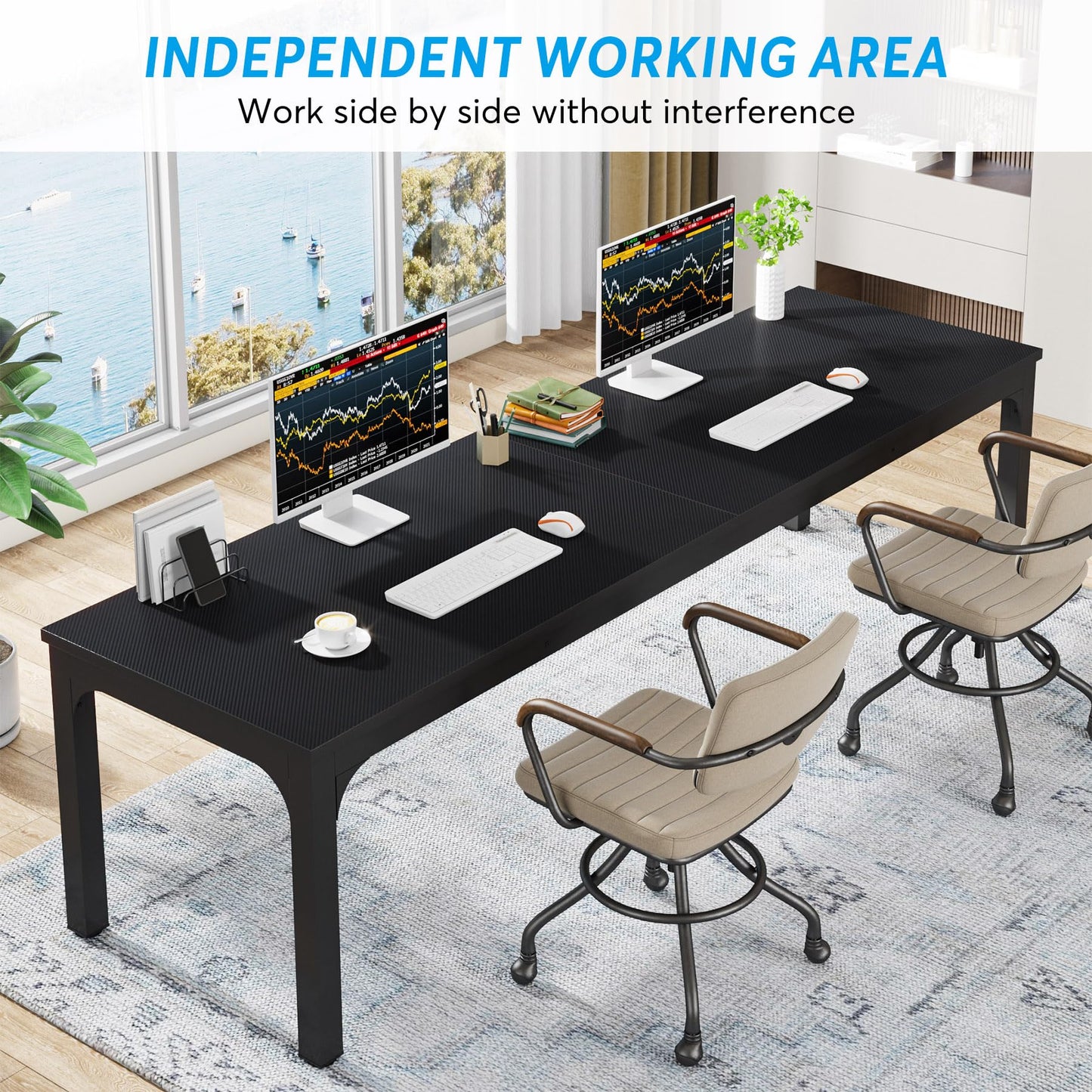 Tribesigns 78.7 Inches Extra Long Computer Desk 2 Person Desk, Double Long Desk, Workstaion for Home Office