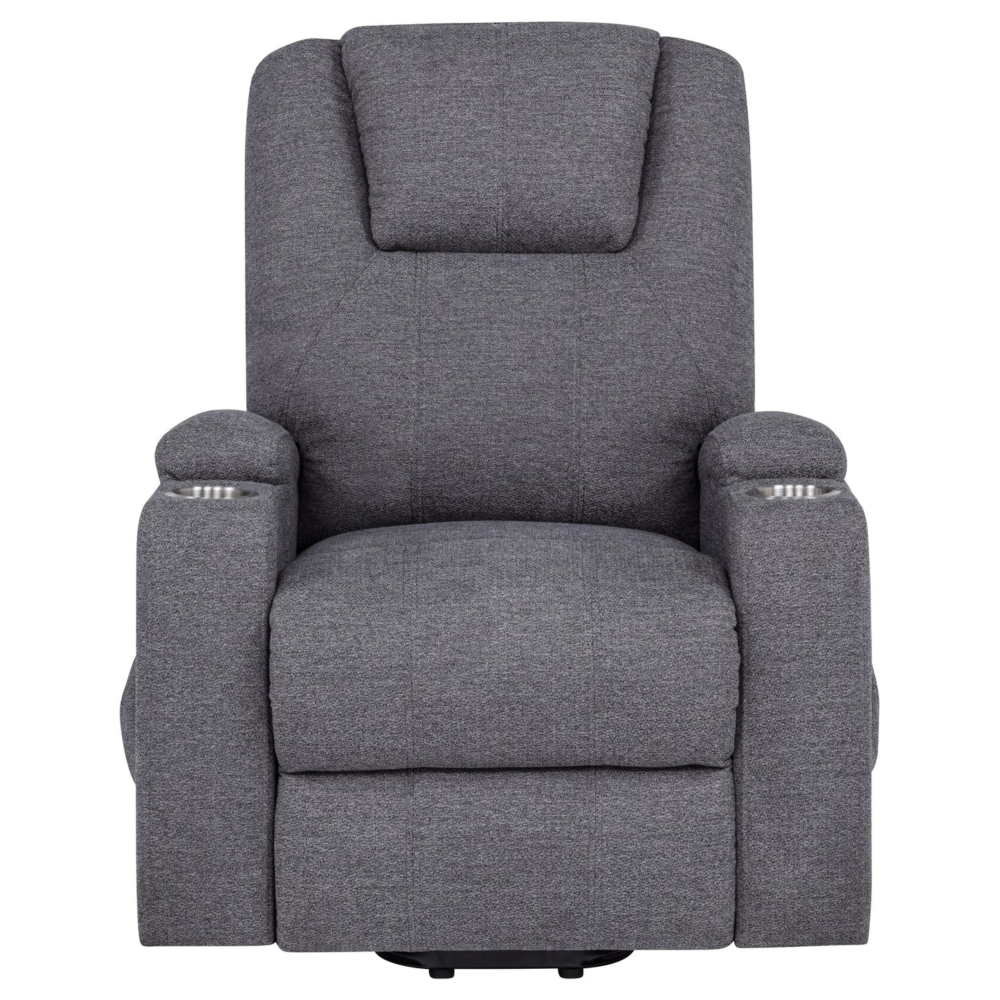 Coaster Home Furnishings - Louie - Power Lift Massage Recliner with Pocket Coil Seat, Pillow-Top Arms, Transitional Style, Dual Cup Holders and Side Storage Pockets - Living Room - Dark Grey - 610453P