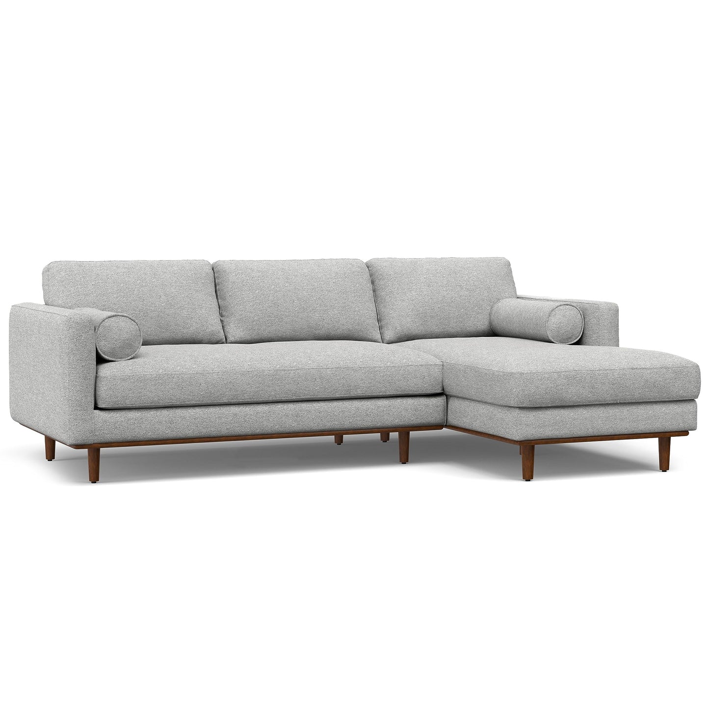 SIMPLIHOME Morrison Right Sectional Sofa in Woven-Blend Recycled Polyester Fabric, Mist Grey, 102-inches Wide, L-Shaped Couch with Right Chaise for the Living Room and Family Room