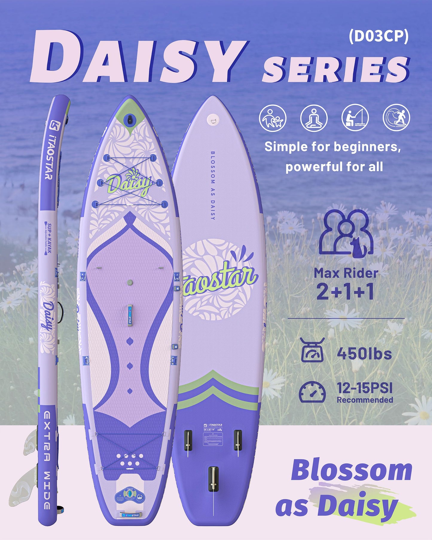 iTAOSTAR D03CP 35" Extra Wide Paddle Board for Better Balance, Inflatable Stand Up Paddle Board with Kayak Seat, Inflatable Paddle Boards for Adults of All Skill Levels with Premium SUP Accessories