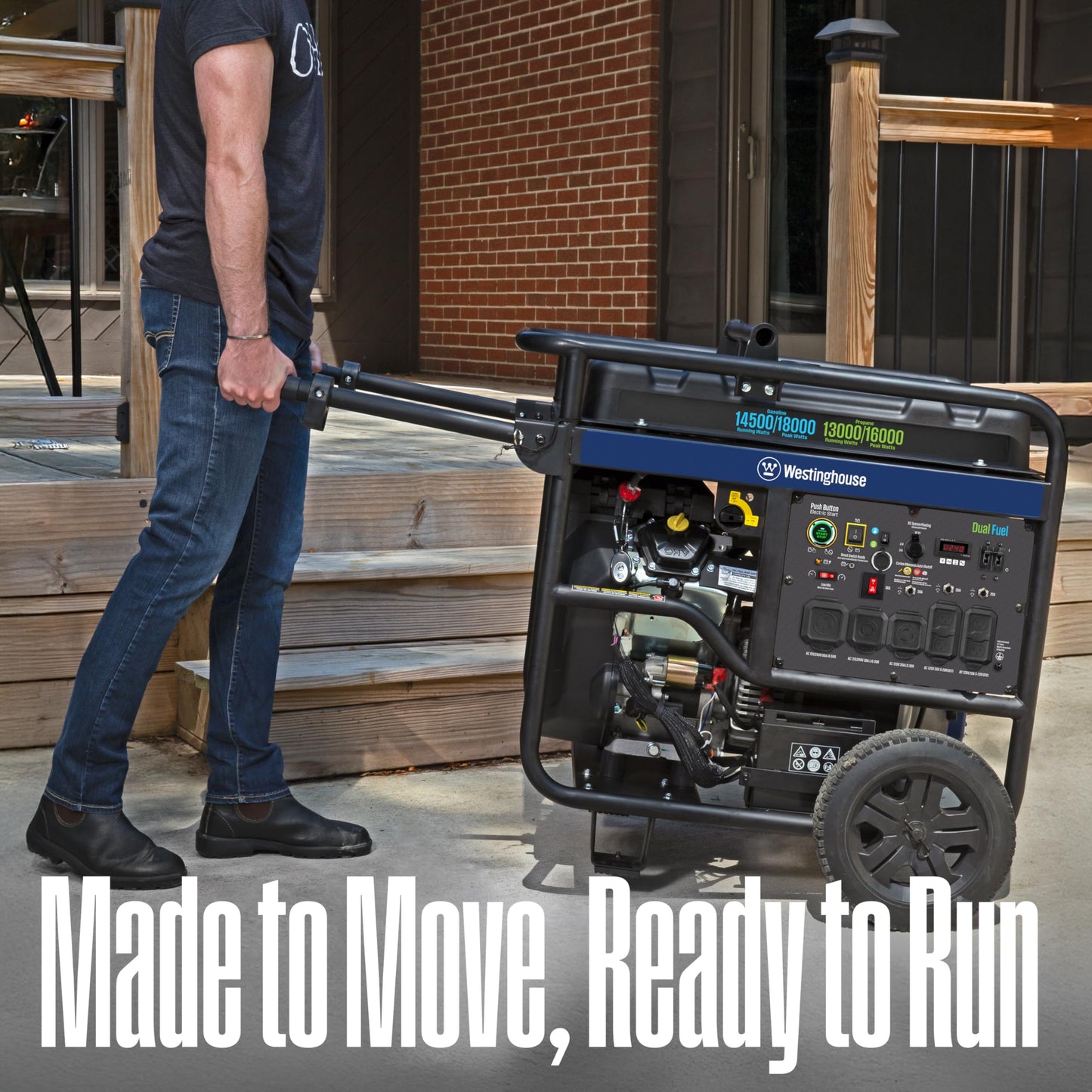 Westinghouse 18000 Peak Watt Dual Fuel Home Backup Portable Generator, Remote Electric Start, Transfer Switch Ready, Gas & Propane Powered, CO Sensor