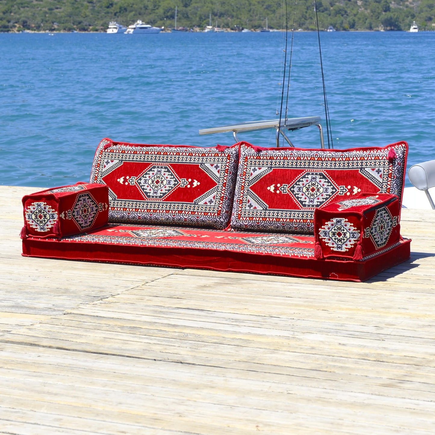mysticalanatolia Majlis Floor Sofa Loveseat – 75x27x4 in Convertible Guest Mattress Traditional Arabic Seating Bohemian Style Living Room Furniture Futon Sets