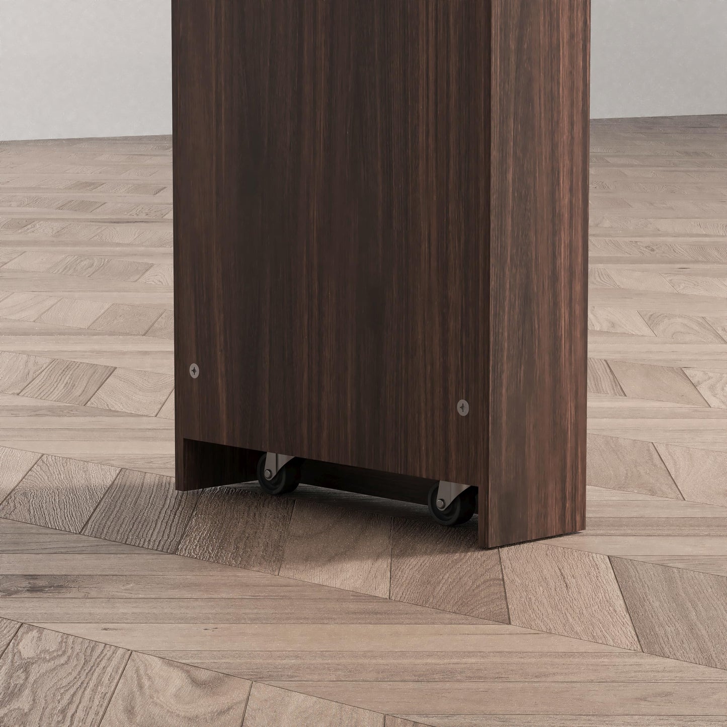 KEIKI 360° Rotating and Extendable Bar Table, Modern Bar Cabinet with Rotating Top, Storage Space, Ribbed Glass Doors, Counter Height Dining Cabinet for Apartment, Dining Room, Living Room, Walnut