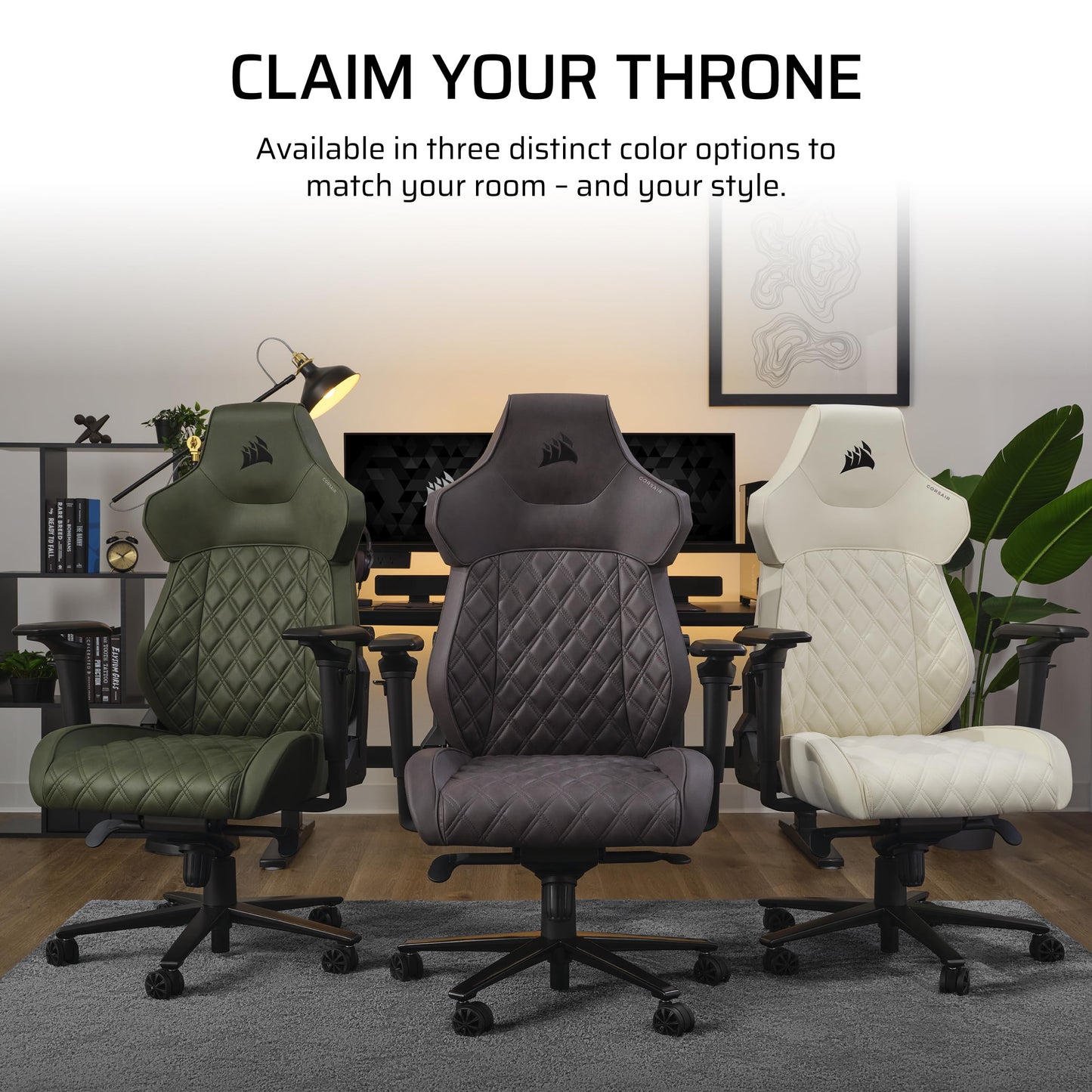 Corsair TC500 Luxe Gaming Chair – Premium Breathable Fabric – Wide Seat – Five-Way Adjustable Armrests – Adjustable Built-in Lumbar Support – 90-135 Degree Recline – Sherwood