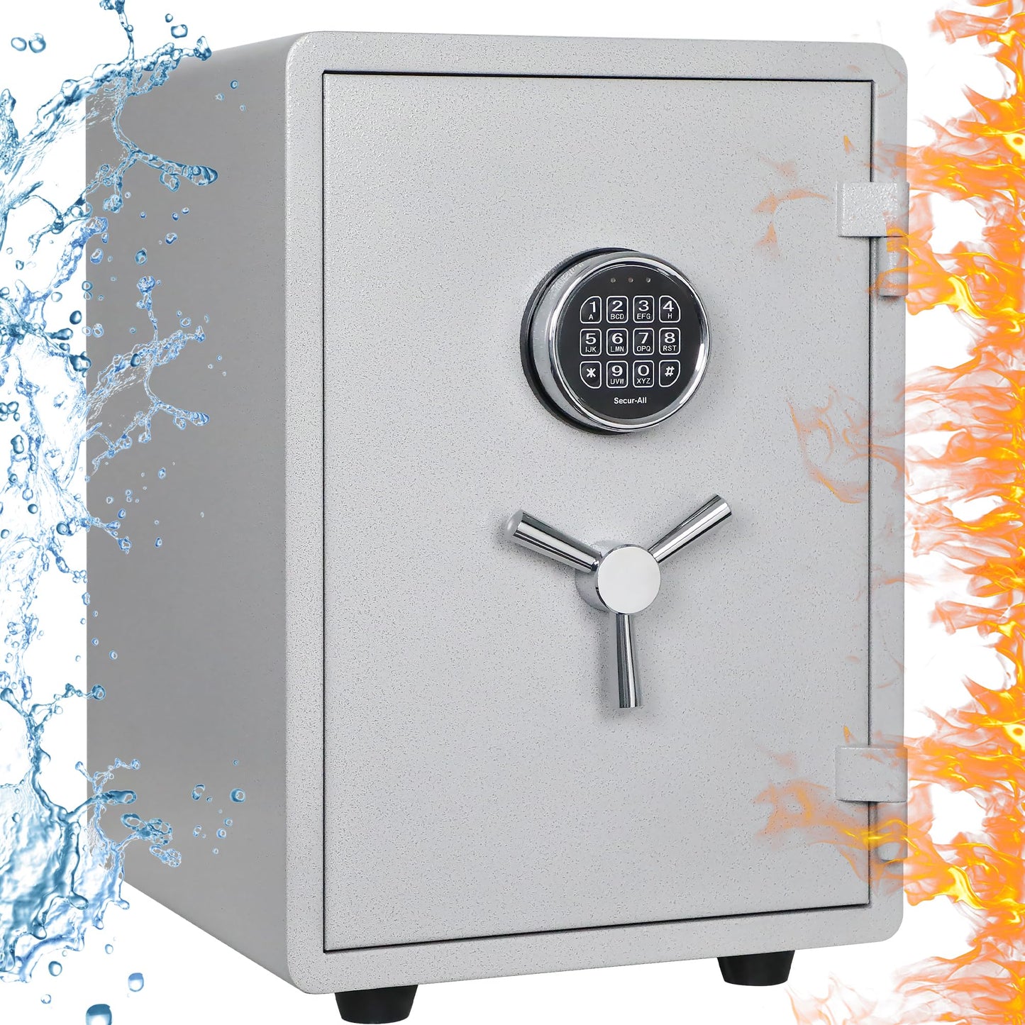 Waterproof and Fireproof Safe Box for Home with Digital - 0.9 Cubic Feet 94 lbs Heavy 1 Hours Fire Proof Safes - Home Safes Box for Firearm Medicine Money Valuables Document (Gray, 94 LBS)