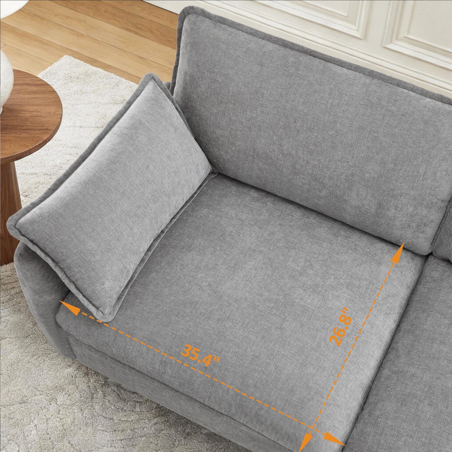 MCombo 82" Oversized Cloud Sectional Couch, Sectional Sofa with FSC Certified, Loveseat Couch with Ottoman for Living Room, Chenille S0701 (Grey)