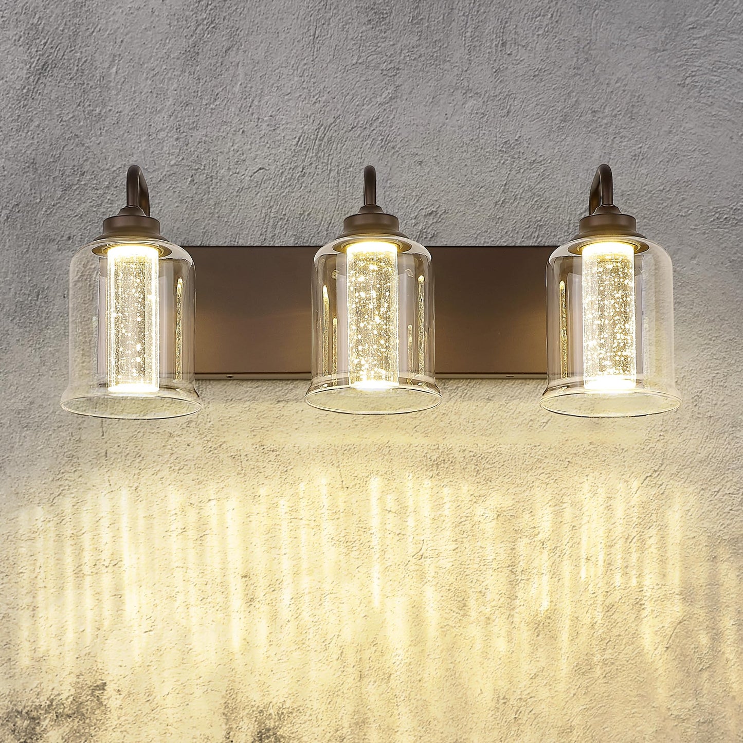 zeyu 3-Light LED Vanity Light, 15W, Crystal Bubble, 20.5 Inch, Oil Rubbed Bronze Finish, Model ZSL72B-3W ORB-1