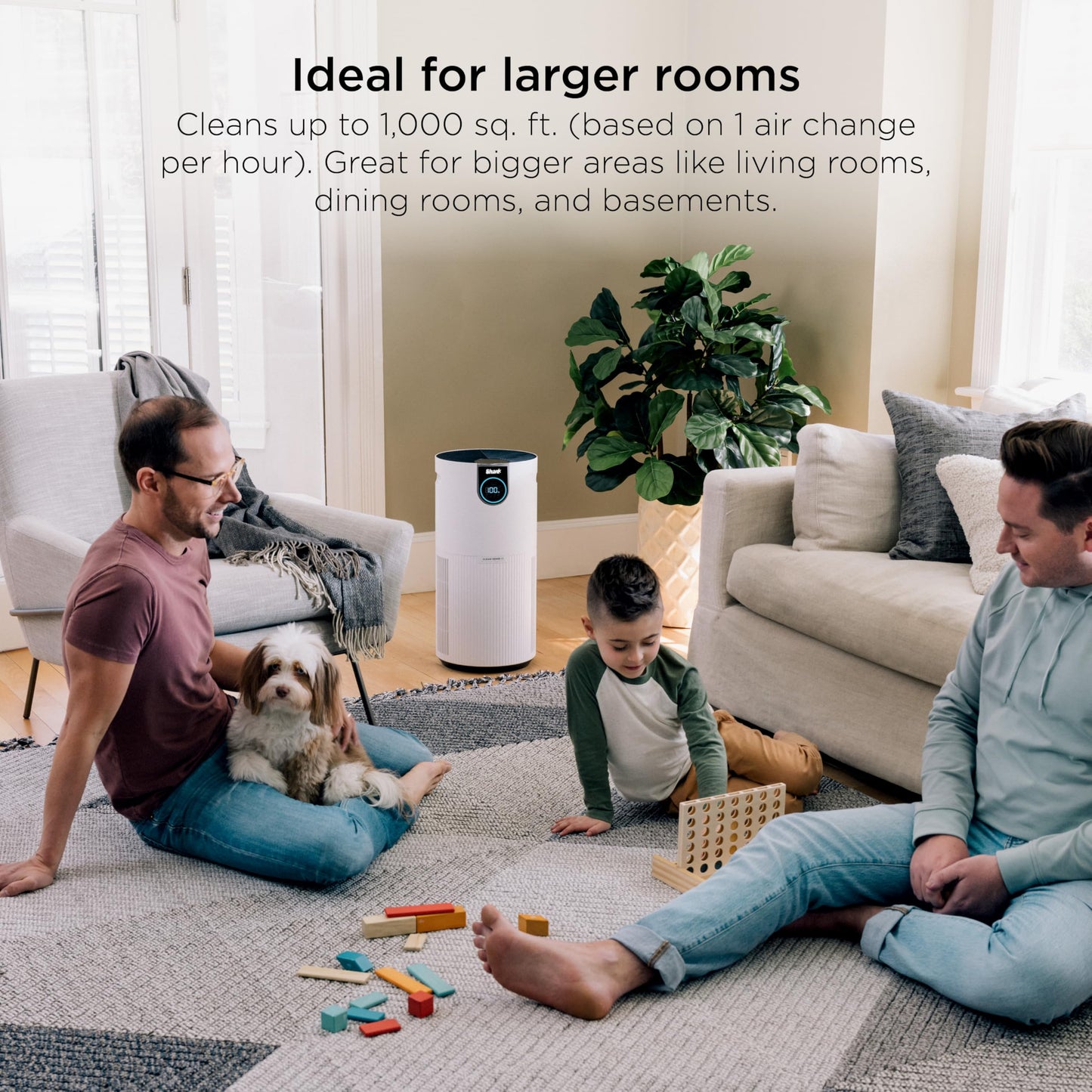 Shark Air Purifier for Home Large Room, Clean Sense Technology, HEPA Air Filter, 1000 Sq Ft, Kitchen, Filters Smoke, Captures 99.98% of Particles, Pet Dander, Pollutants, Dust, Allergens, HP201