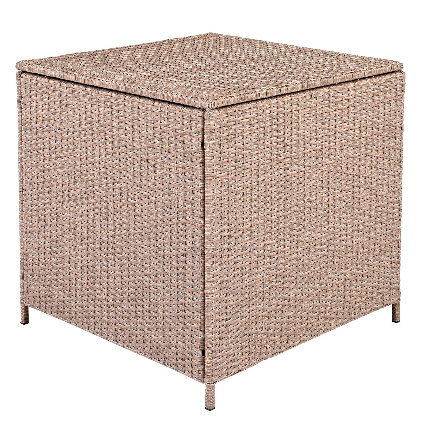 GDFStudio Julian Patio 6-Piece Conversation Set, Outdoor Wicker Sectional Sofa Set with Storage Box, Adjustable Seat Sofa, Tempered Glass Coffee Table and Stools, PE Rattan Furniture Set, Light Grey