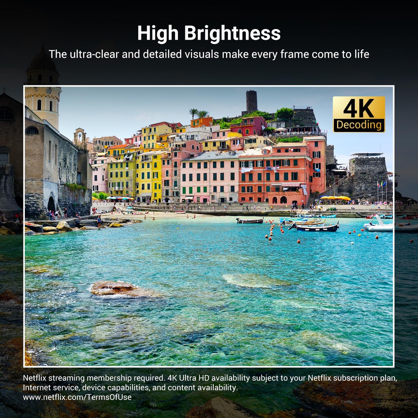 1500 ANSI lumens built-in streaming app full HD smart projector, HAPPRUN 4K projector, supports Wi-Fi and Bluetooth, Dolby audio, 300-inch large screen, suitable for home, outdoor, and indoor viewing