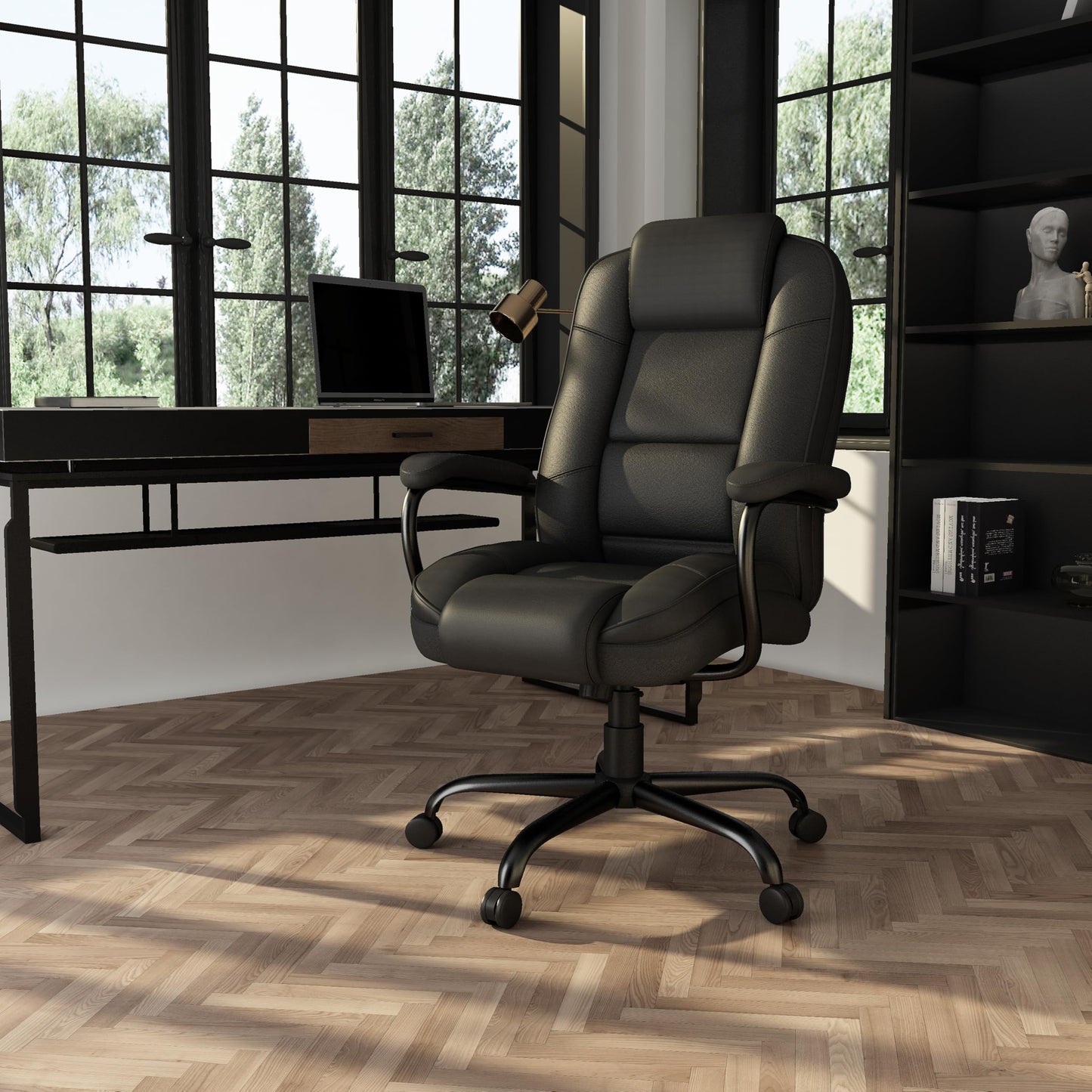 Boss Office Products Heavy Duty Executive Chair with 350lbs Weight Capacity in Black