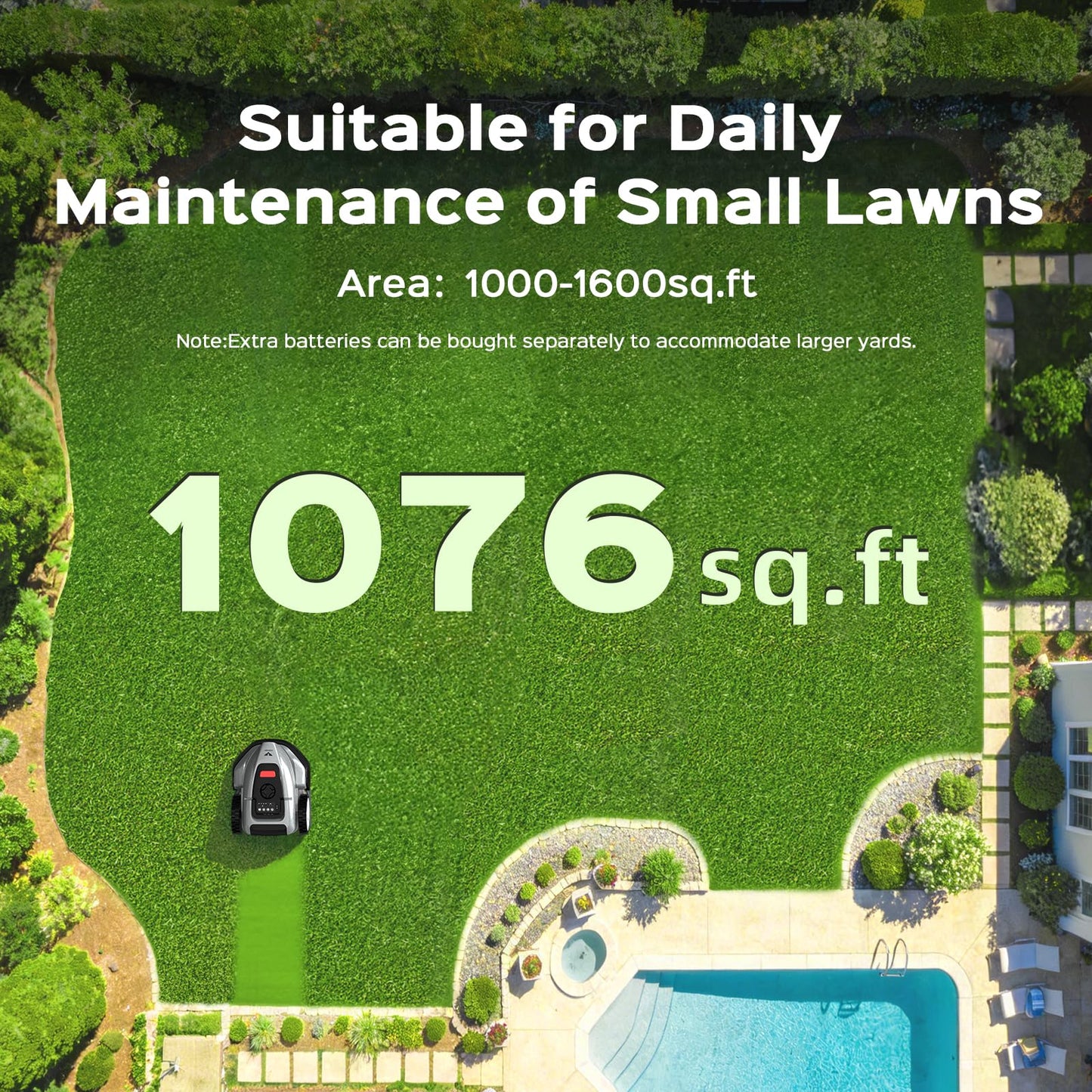2026 NEW LEBOSBO V3 Robotic Lawn Mower, AI Vision Recognition Robot Lawn Mower with APP Control, Low-Noise Operation, Adjustable Cutting Height, No-Go Zones, for Small Lawns Up to 1600 Sq.Ft.