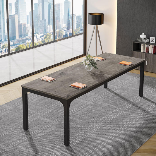 Tribesigns 6.5FT Conference Table, 78.7-Inch Rectangle Meeting Seminar Table, Large Business Tables for 6-8 People (Only Table) (Gray+Black)