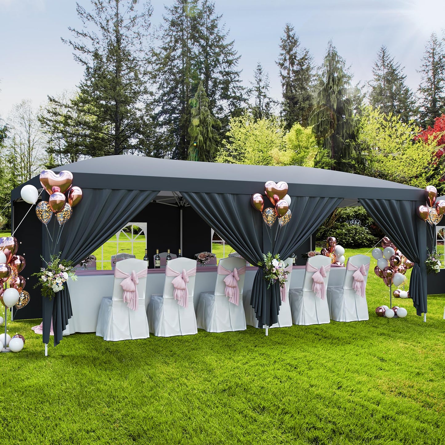 GarveeTech 10x20 FT Pop Up Canopy Tent with 6 Removable Sidewalls, Reinforced Waterproof Outdoor Gazebo, 3 Height Adjustable Party Tent for Wedding, Market, Backyard Events, Includes Carry Bag