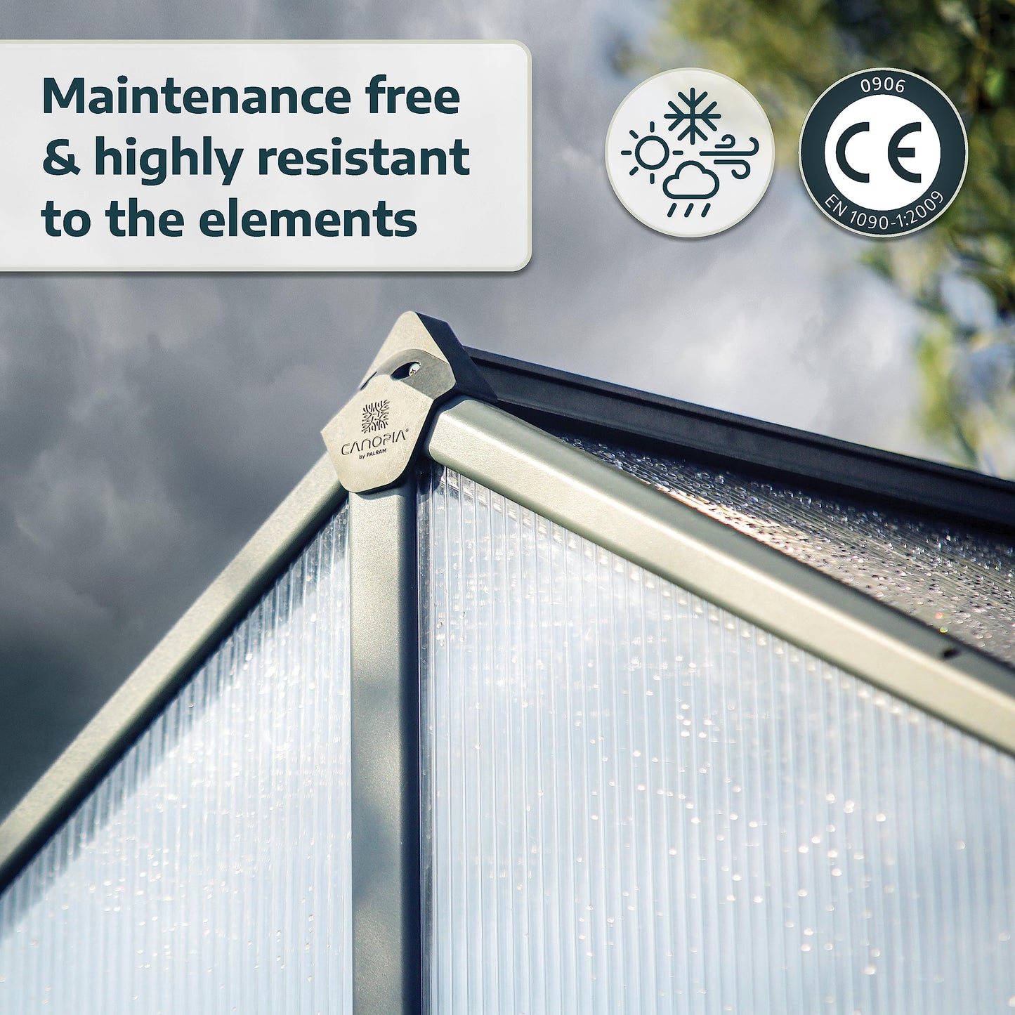 Palram - Canopia Glory 8 Ft. x 12 Ft. Greenhouse Kit Hobby DIY Walk In Green House Heavy Duty Polycarbonate with Aluminium Frame, with Lockable Door and Vent for Garden, Backyard (Gray)