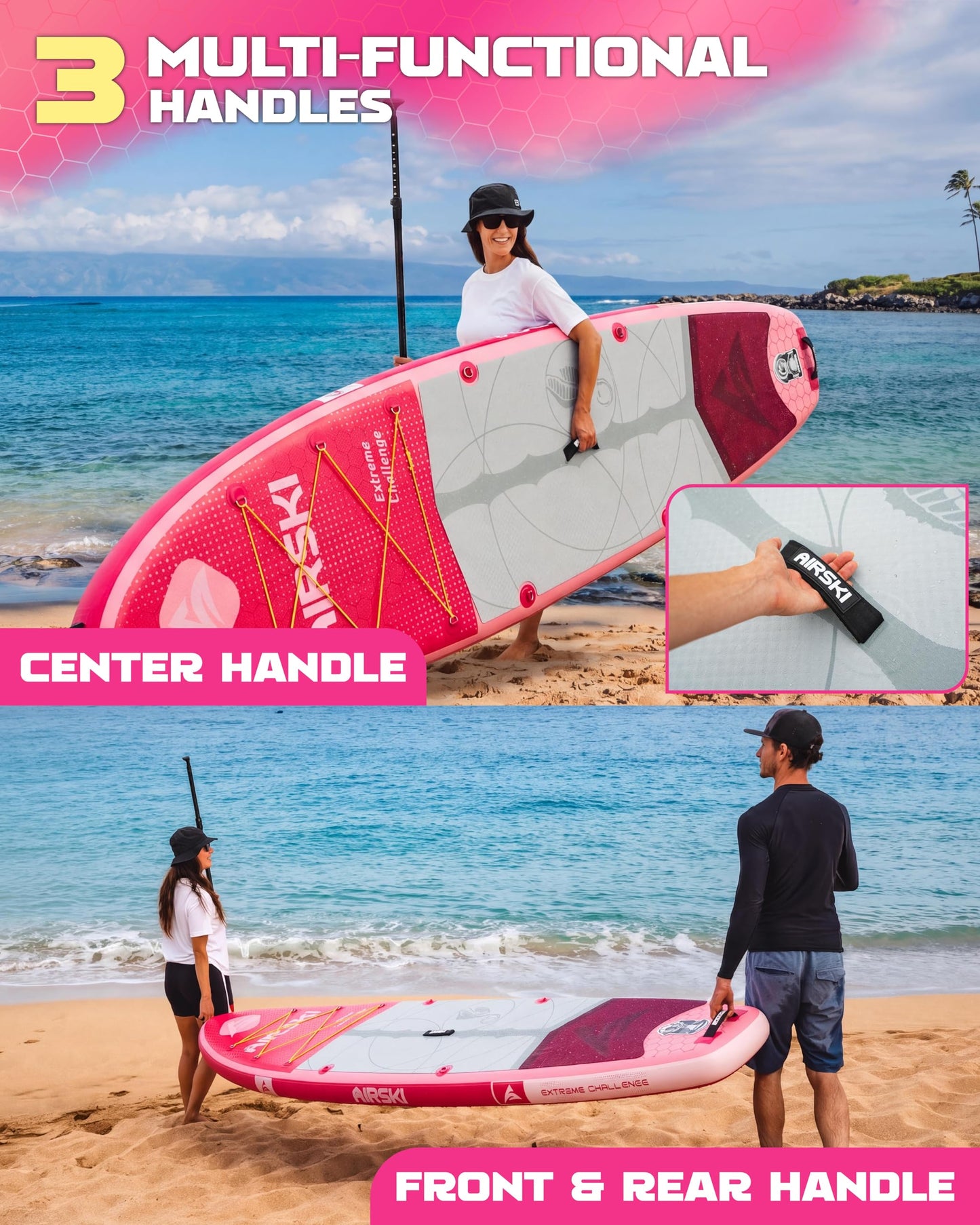 Airski 11'x34'' Extra Wide Inflatable Paddle Board, Stand-up Paddleboard for Adults, 420lb Capacity, Anti-Slip EVA, Stand-up Paddle Board for Yoga/Fishing/Family, US Fin, High-Pressure Pump, 100L Bag