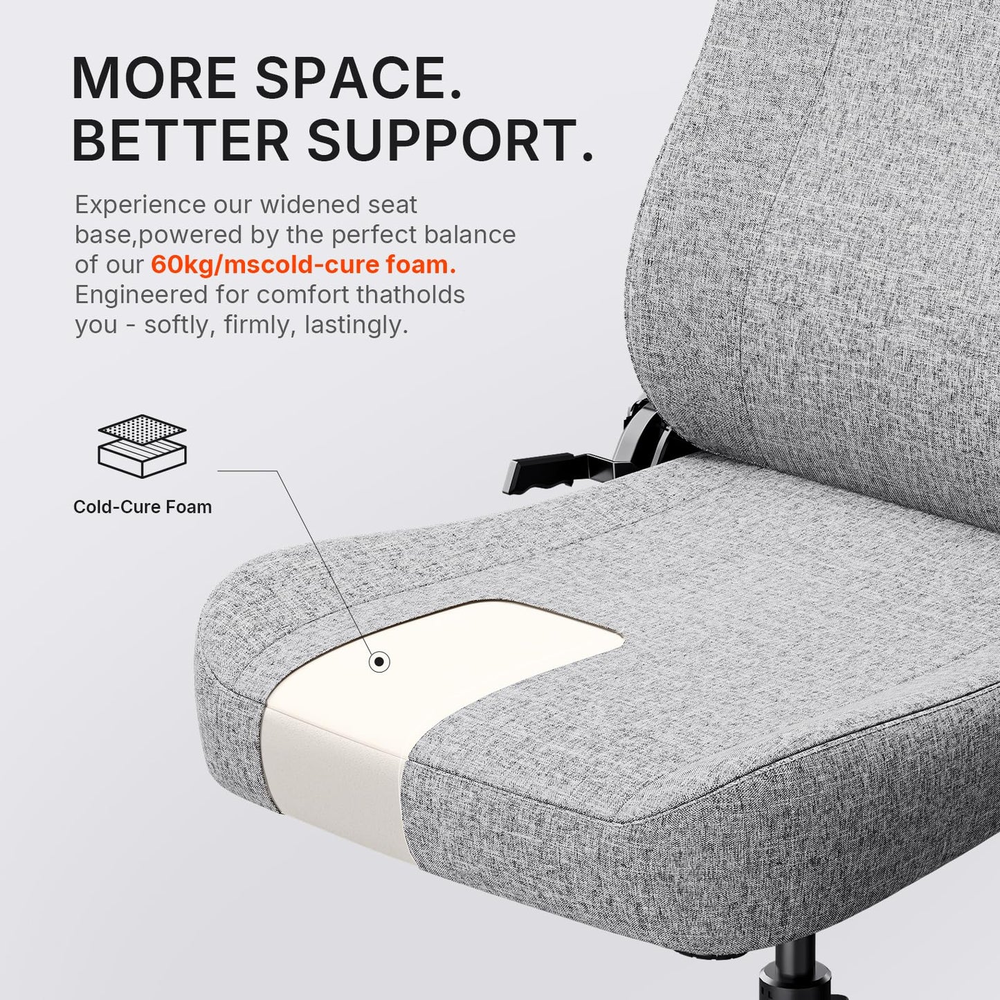 Anda Seat MANA Gaming Chair for Adults - Ergonomic Gray Fabric Game Chairs with Adjustable Armrest, Comfortable Office Chair with Lumbar Support, Heavy Duty Wide Computer Seat for Home & Work