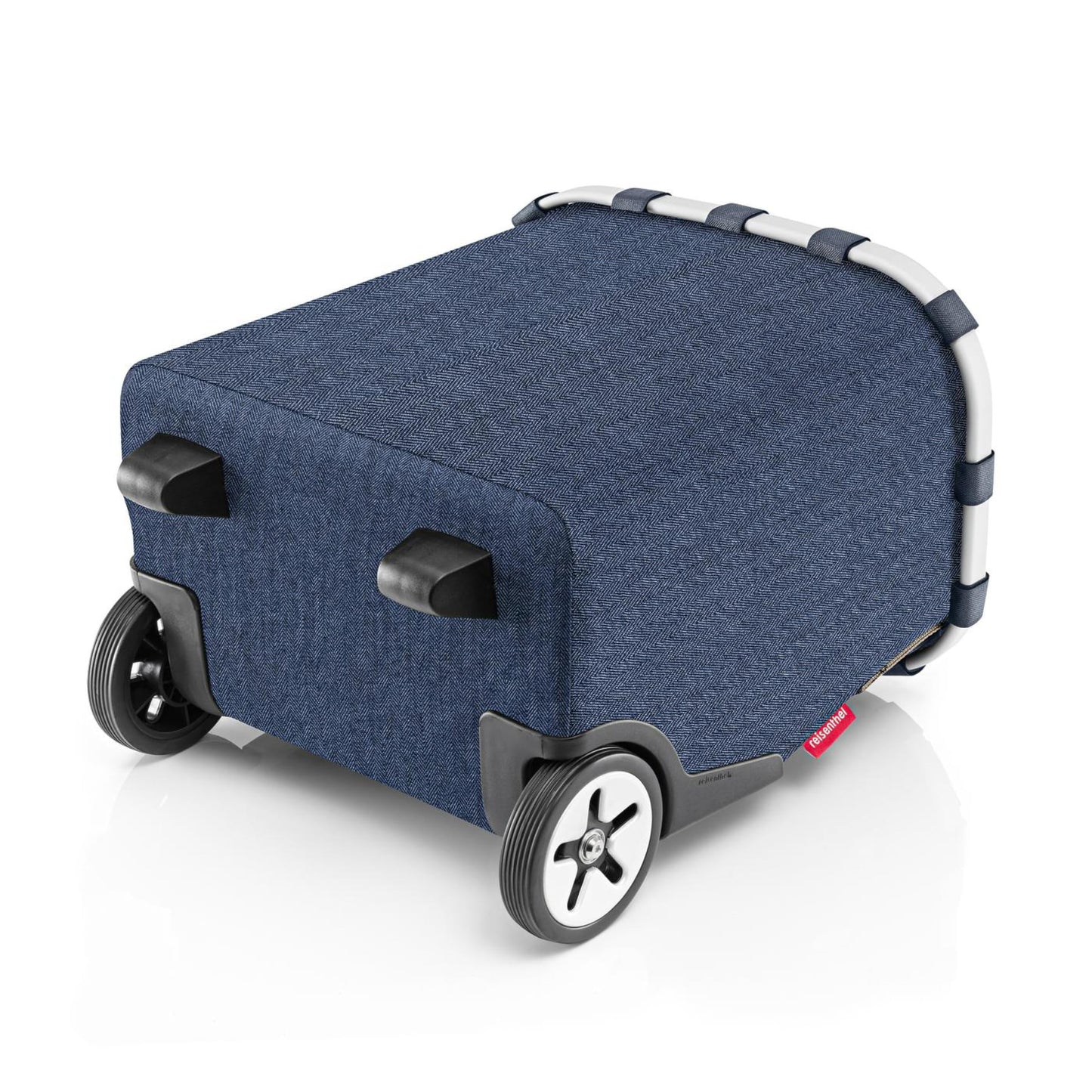 reisenthel carrycruiser Herringbone Dark Blue - Portable Shopping Trolley with Sturdy Aluminum Frame, Shoulder Strap and Removable mesh Inner Bag -Water-Repellent