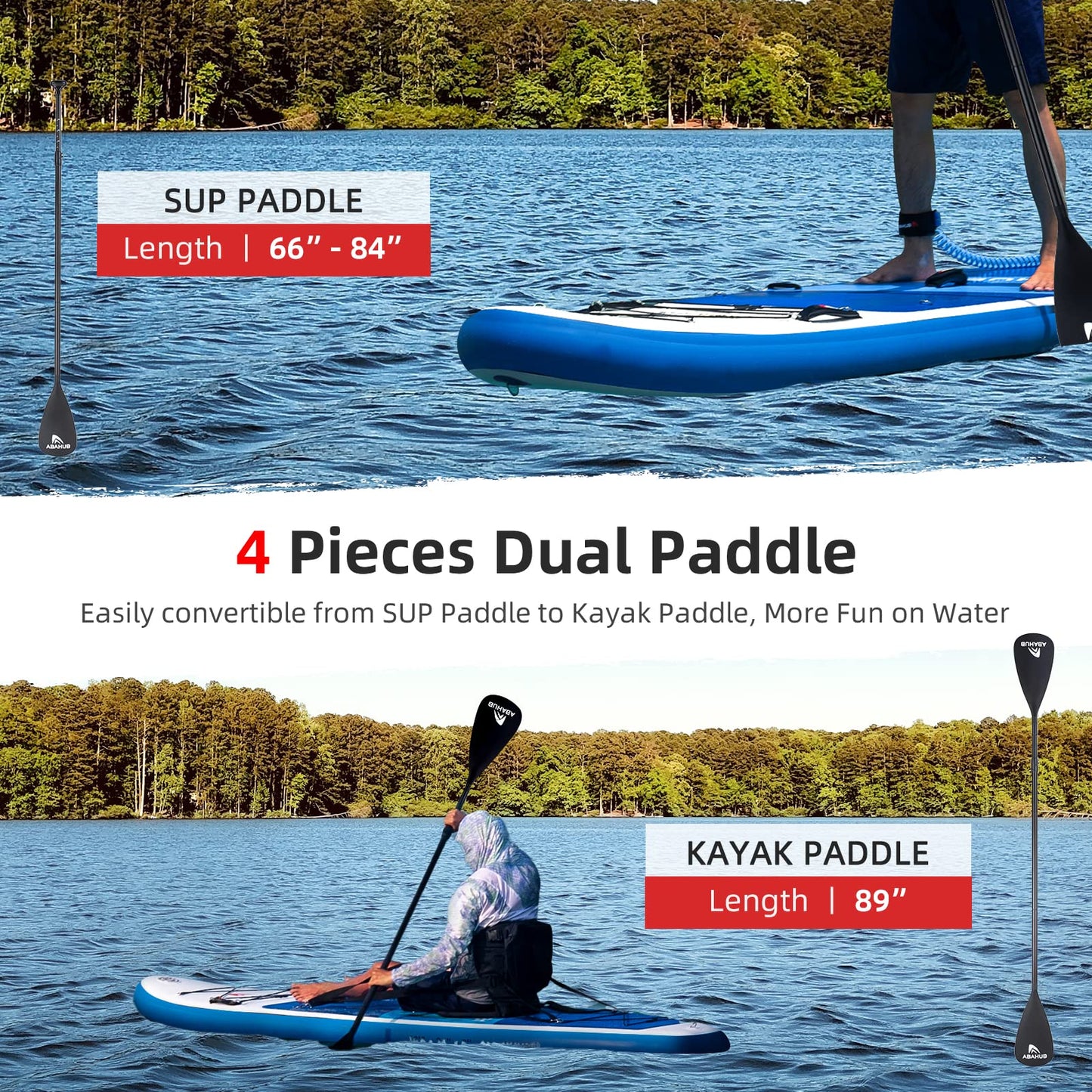 Abahub Inflatable SUP, Wide 10'6" x 31" x 6" iSUP,Blue Standup Paddleboard with Adjustable Paddle, Kayak Seat, for Yoga, Paddle Board, Kayaking, Surf, Canoe, Fishing