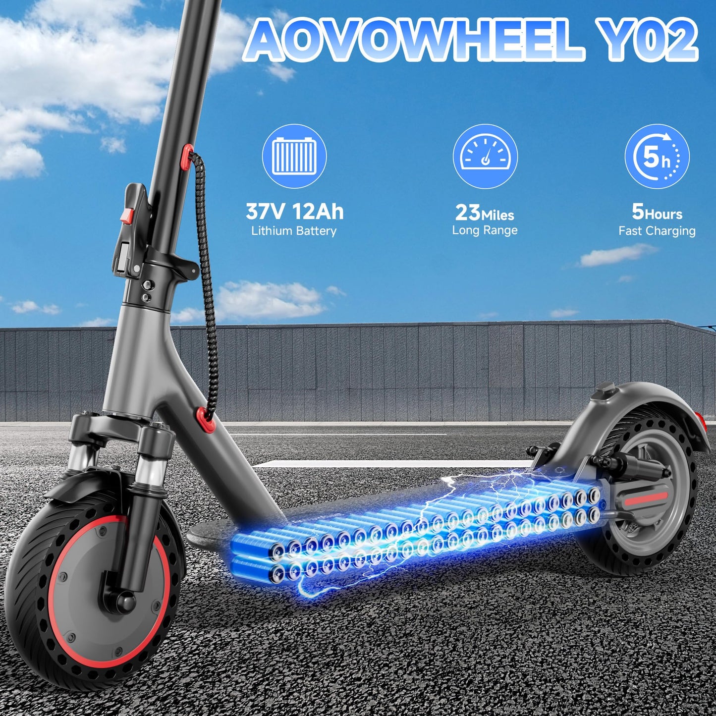 Aovowheel Electric Scooter for Adults, 10'' 500W Motor, Max 23 Miles Range, 19 Mph Top Speed with Dual Suspension, Portable Folding E-Scooter for Commuting, Electric Scooter