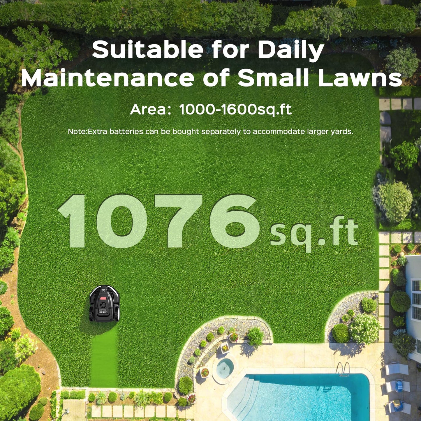 LEBOSBO V3 Robotic Lawn Mower with AI Vision Technology, Adjustable Grass Cutting Height, APP Control, Low-Noise Performance, No-Go Zone Function, Efficient Robot Lawn Mower for Small Lawns(Jet Black)