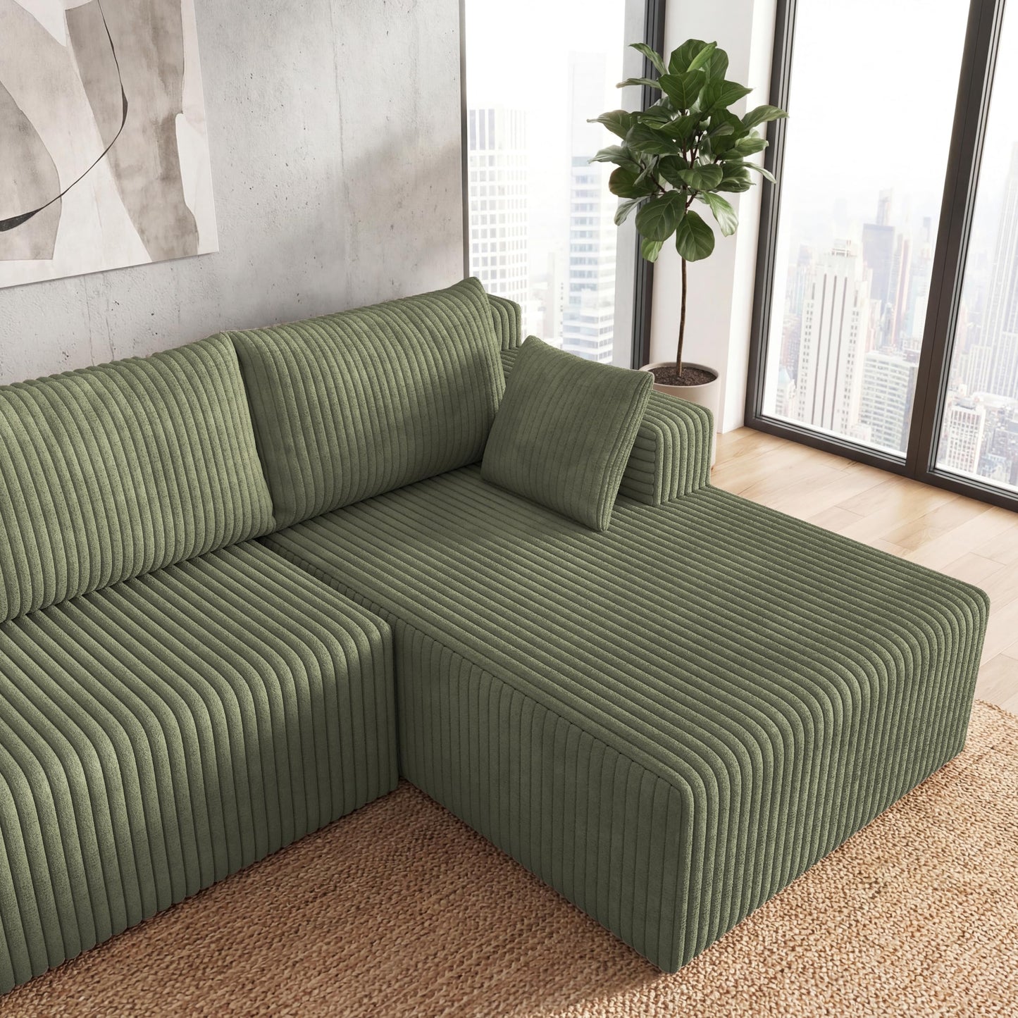 124 Inch Oversized Boneless Sectional Sofa Cloud Couch for Living Room - Symmetrical U Shaped Modular Couches Set with Double Chaise, No Assembly Floor Compression Sofa & Couch