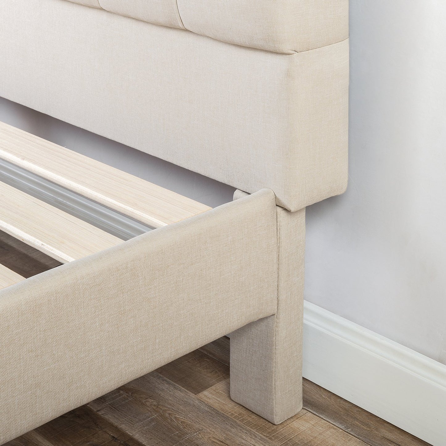 Zinus Misty Upholstered Platform Bed Frame/Mattress Foundation/Wood Slat Support/No Box Spring Needed/Easy Assembly, Taupe, King