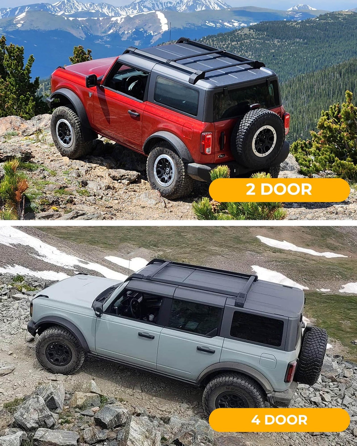 Broaddict Roof Rack Cross Bar Fit for 2021-2025 2026 Ford Bronco 2 Door/4 Door Rooftop Cargo Accessories Luggage Rack (NOT for Bronco Sport) (Standard Rack (2/4-Door))