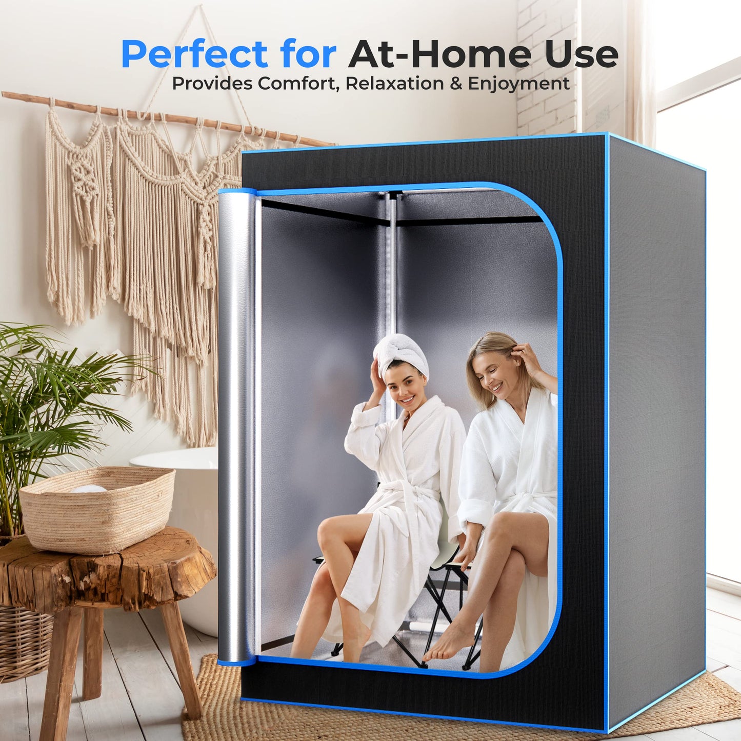 SereneLife Full Size 2 Person Portable Steam Sauna for Detoxification – Personal Home Spa for Home Detox Calm Your Body and Mind, Remote Control, 2 Foldable Chairs,