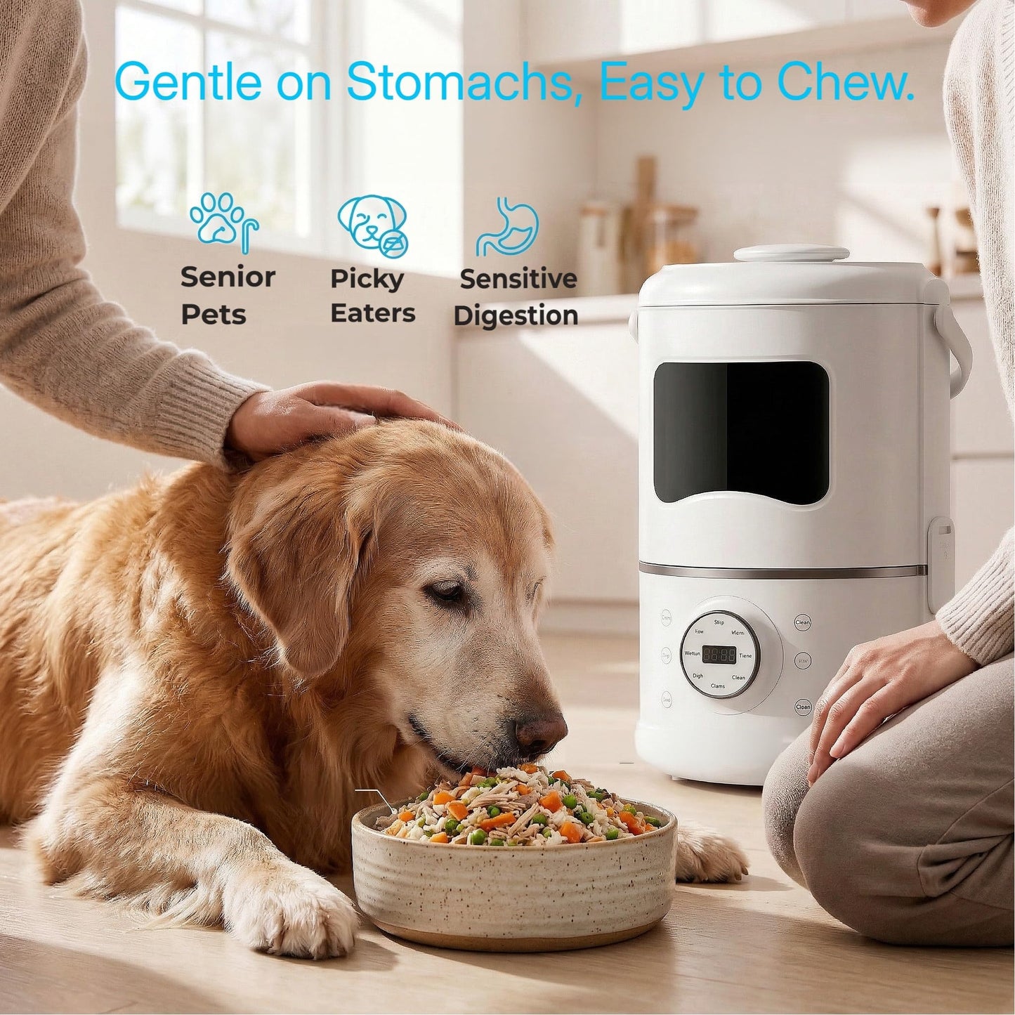 Automatic Pet Food Maker & Processor, Premium Fresh Dog & Cat Food Machine, Steam and Blend in One, Nutrient-Locking Water-Bath Steaming, Self-Cleaning, 3L Capacity, Food-Grade 304 Stainless Steel