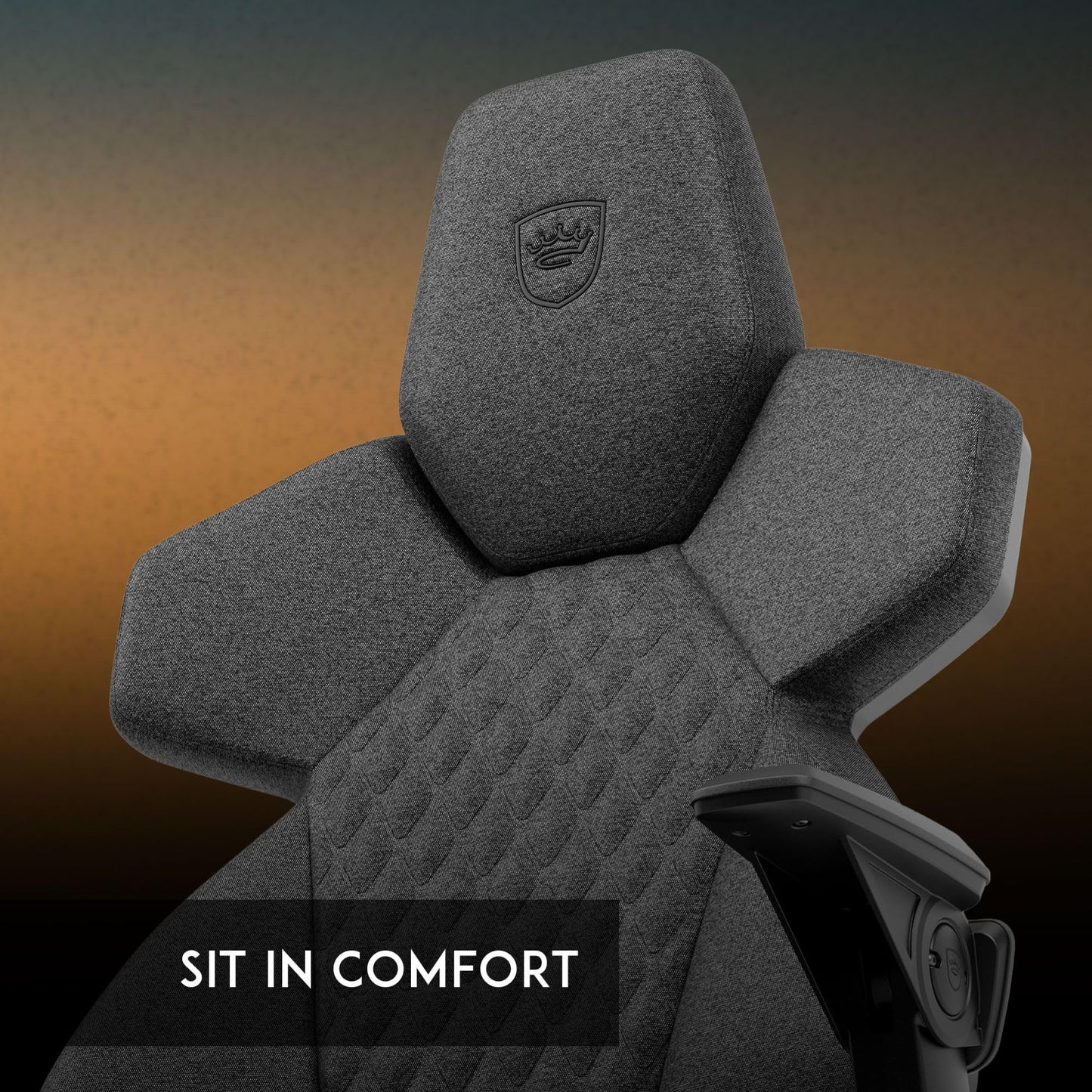 noblechairs Dawn TX Gaming Chair - Granite-Ergonomic Desk Chair with Folding Armrests, Synchronous Mechanism, Fabric Cover, Lumbar Support, Universal Wheels
