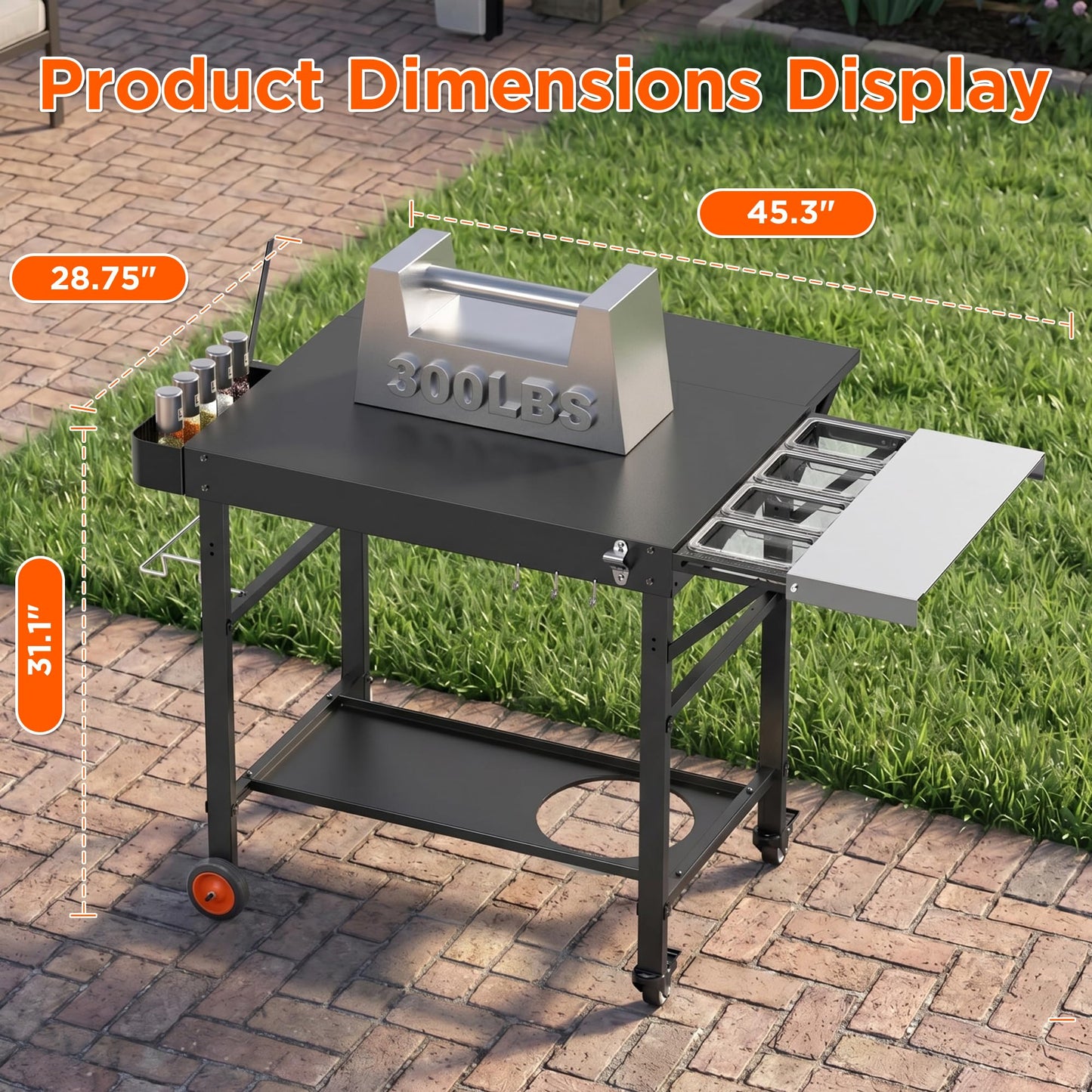 DeintYei Pizza Oven Table for Ooni Pizza Ovens, Grill Cart Table with Topping Station, Large Countertop Pizza Oven Stand, Foldable Outdoor Cooking Stand with Propane Storage