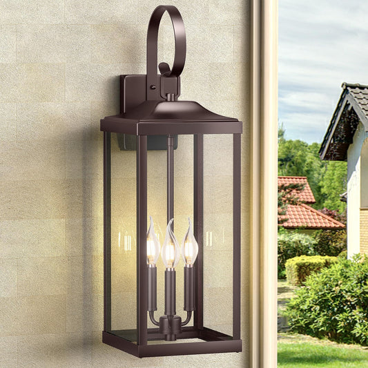 Yolsunes 24in Outdoor Wall Light, 3-Light Waterproof Sconce, Oil Rubbed Bronze, Metal, 1-Pack, Model 49214758-5b2e-450c