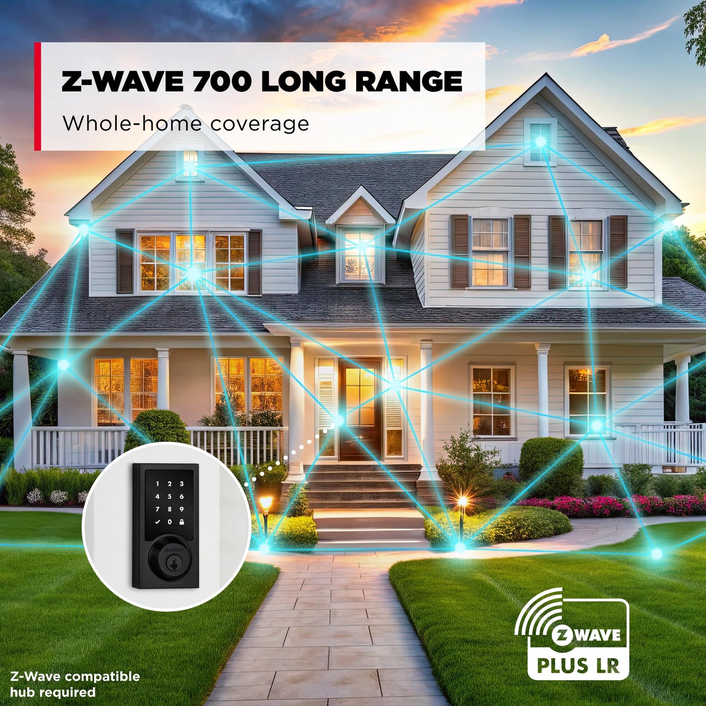Kwikset HomeConnect 918 Contemporary Z-Wave Long Range Enabled Touchscreen Lock Works with Ring Alarm, Samsung SmartThings Hub Required, Sold Separately in Matte Black