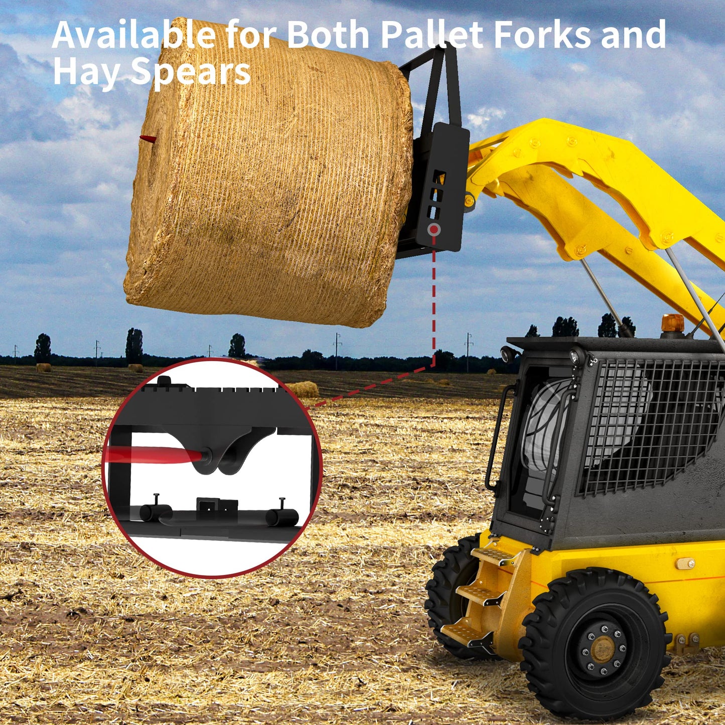 YITAMOTOR 4000lbs Skid Steer Pallet Fork Attachment, 45" Pallet Fork Frame with 48" Fork Blades for Loaders Tractors, Universal Quick Attach Forks Compatible with Bobcat, New Holland, Kubota