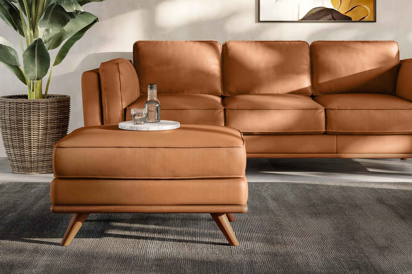 Valencia Artisan Ottoman Italian Nappa 11000 Top Grain Leather, Perfect Balance of Support and Comfort, Clean Lines, Sleek Finishes, and Thoughtfully Curated Details