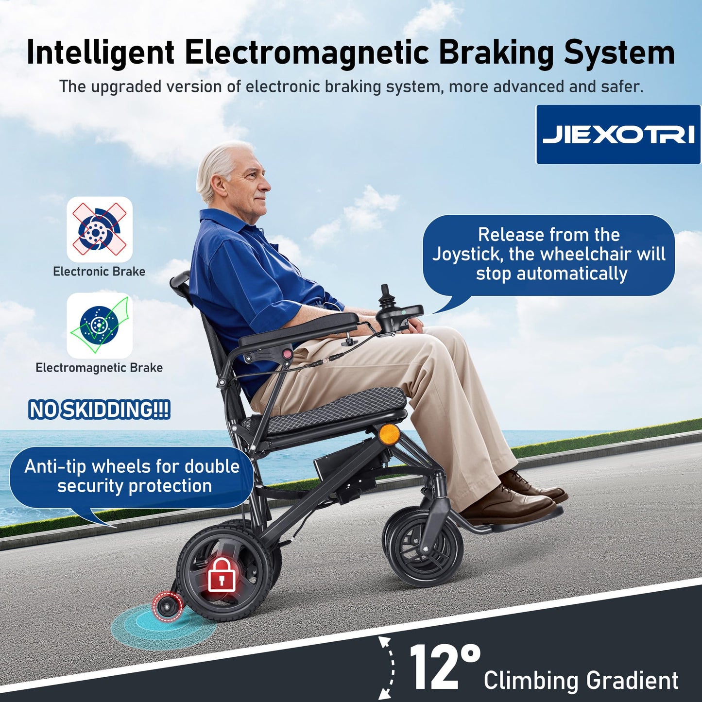 Lightweight Electric Wheelchairs for Adults Foldable Only 35lbs, 500W Dual Motors Motorized Wheelchairs for Seniors Support 250 lbs, All Terrain Travel Powered Wheel Chairs, Black