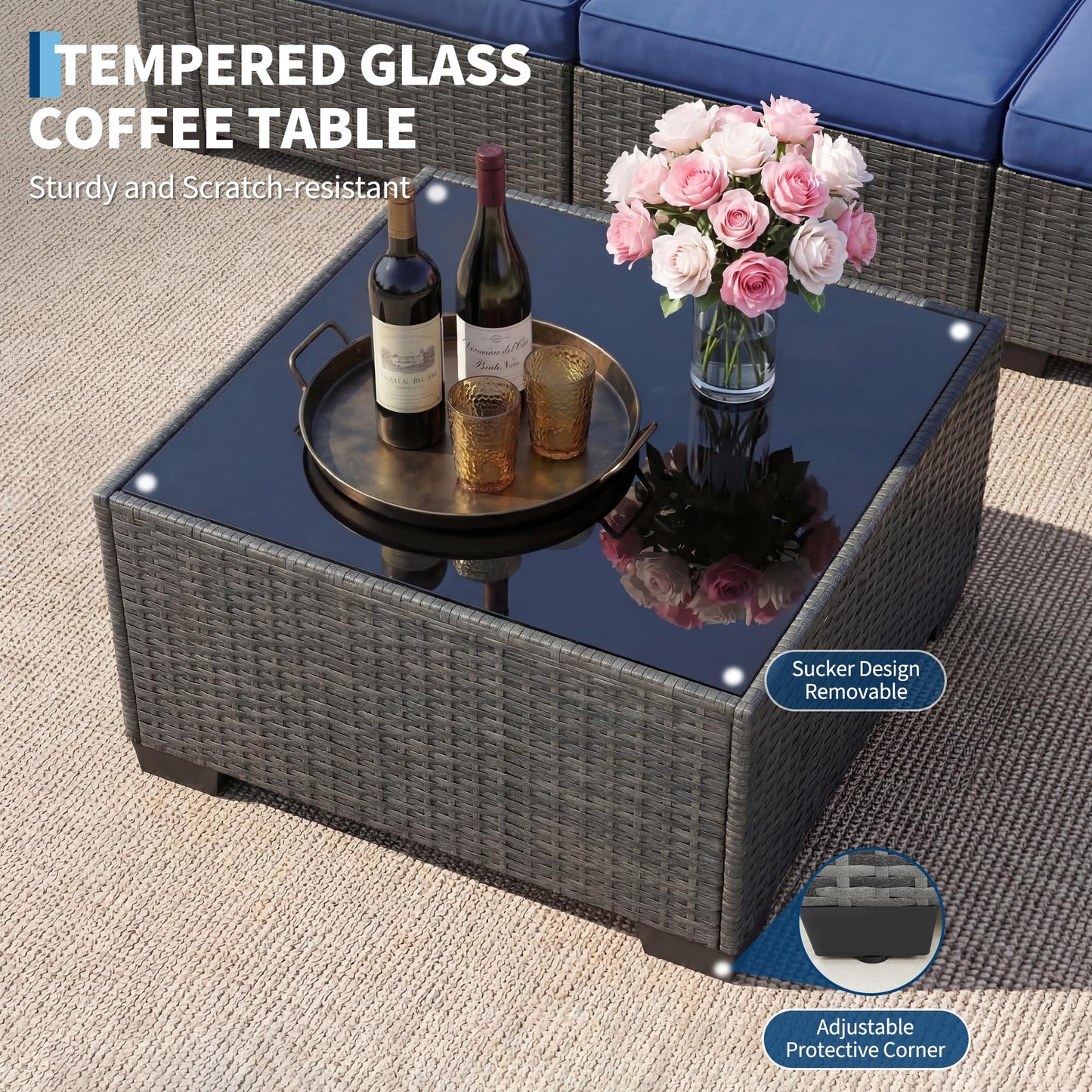 GAOMON Patio Furniture Sets, 7-Piece Outdoor Sectional Sofa Set with Storage Table & Ottoman, All-Weather PE Wicker Conversation Set for Patio, Backyard & Poolside