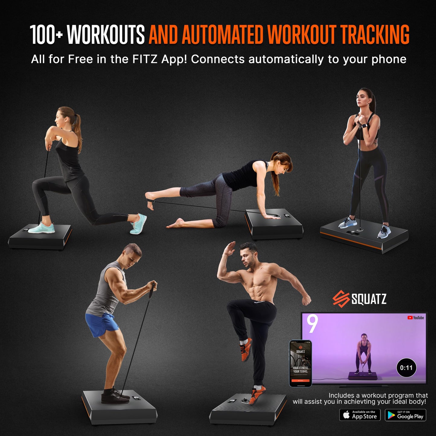 SQUATZ Pluto Home Smart Gym, 100 lbs Adjustable Resistance, All-in-One Digital Fitness Machine with WiFi & Bluetooth, Compact Full-Body Workout Equipment for Strength Training and Muscle Toning
