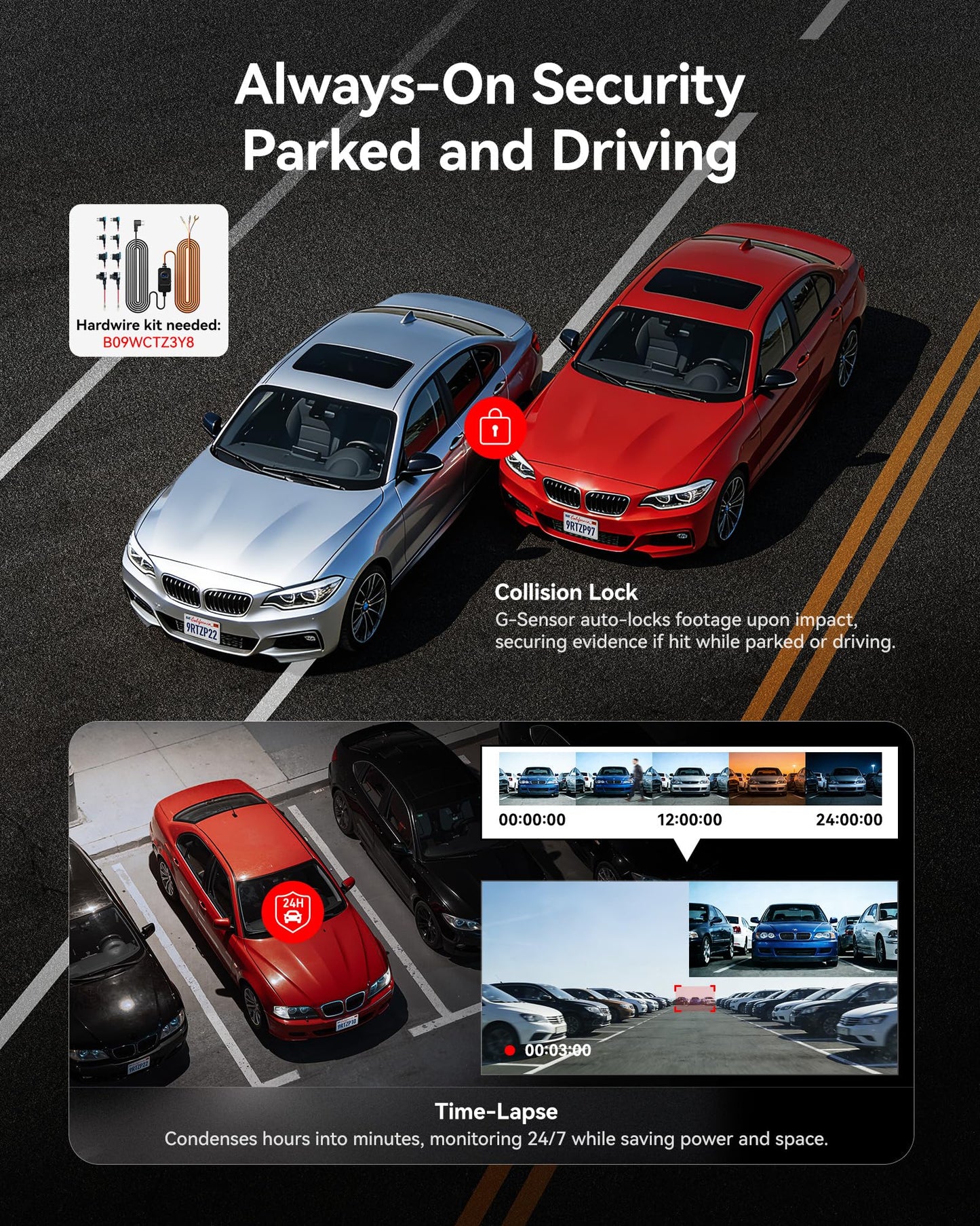 REDTIGER ZP1 Dash Cam Front and Rear, Telephoto+Wide Front Lenses for 100ft Plate Recognition, 4X Zoom, 2K+1080P Recording, Dual STARVIS 2, HDR Night Vision, 5.8GHz WiFi, Voice Control, Loop Recording