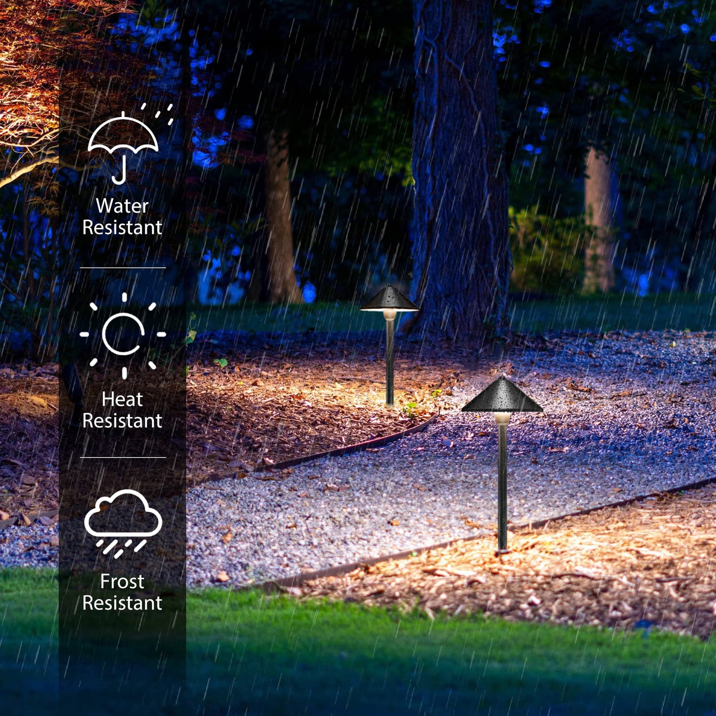 SUNVIE Low Voltage Landscape Lights 3W LED Aluminum Pathway Lights 12 Pack 3000K Waterproof Black Model LSBWB0312C