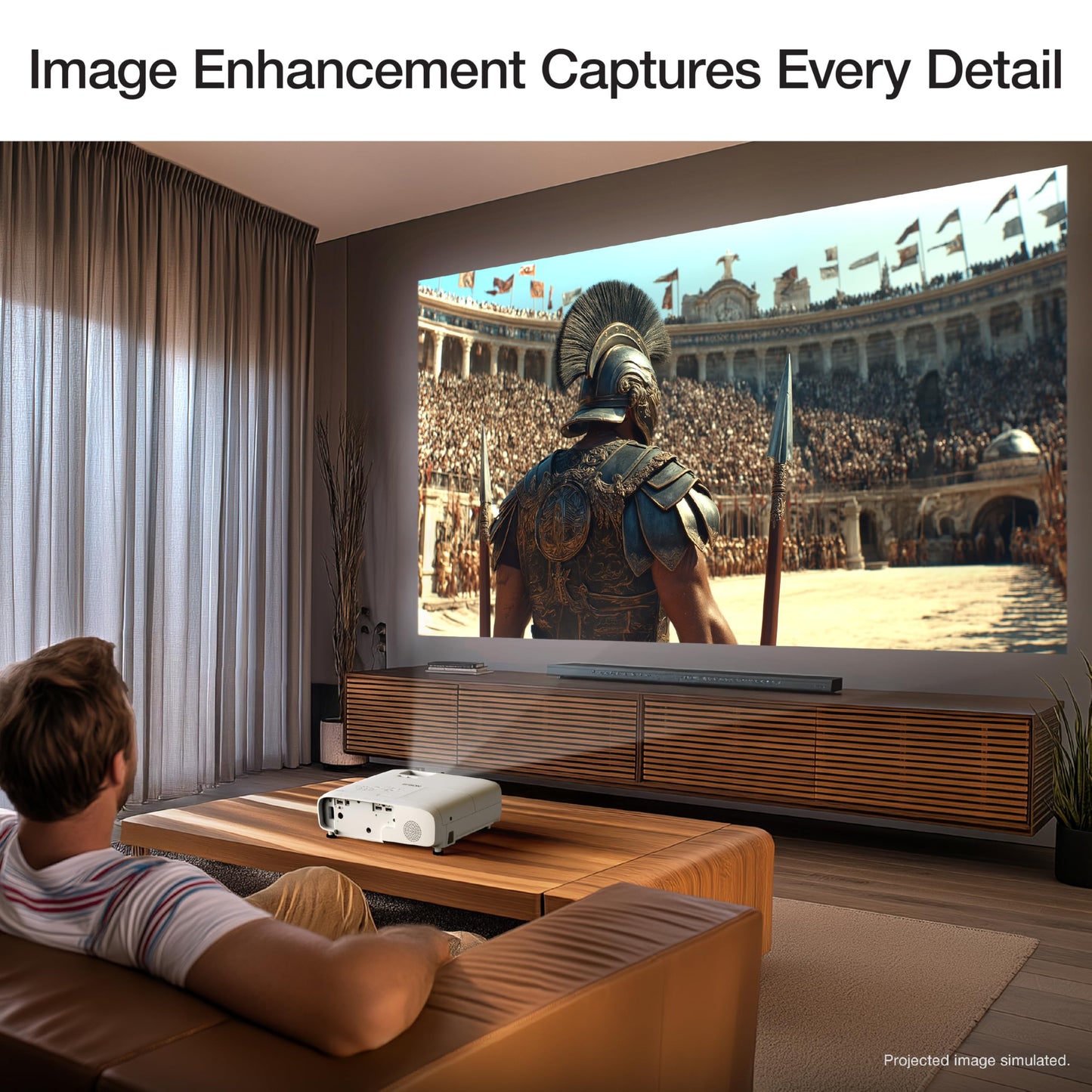 Epson Home Cinema 980 3-Chip 3LCD 1080p Movie Projector with Built-In Speaker, 4000 Lumens Color and White Brightness, Fast-Action TV Streaming and Gaming, Auto Picture Skew, 2 HDMI Ports