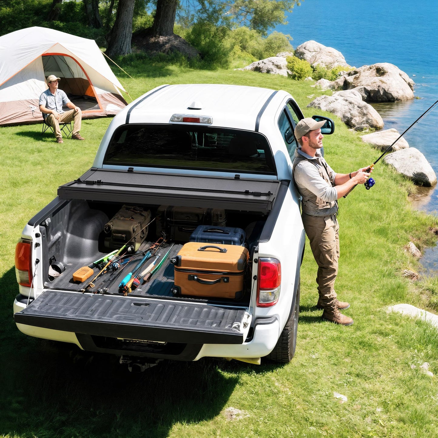 YITAMOTOR Low-Profile Hard Tri-Fold Truck Bed Tonneau Cover Compatible with Toyota Tundra 2022 2023 2024 2025 2026, 5.5 ft Bed (Excl. Trail Edition) with Deck Rail System