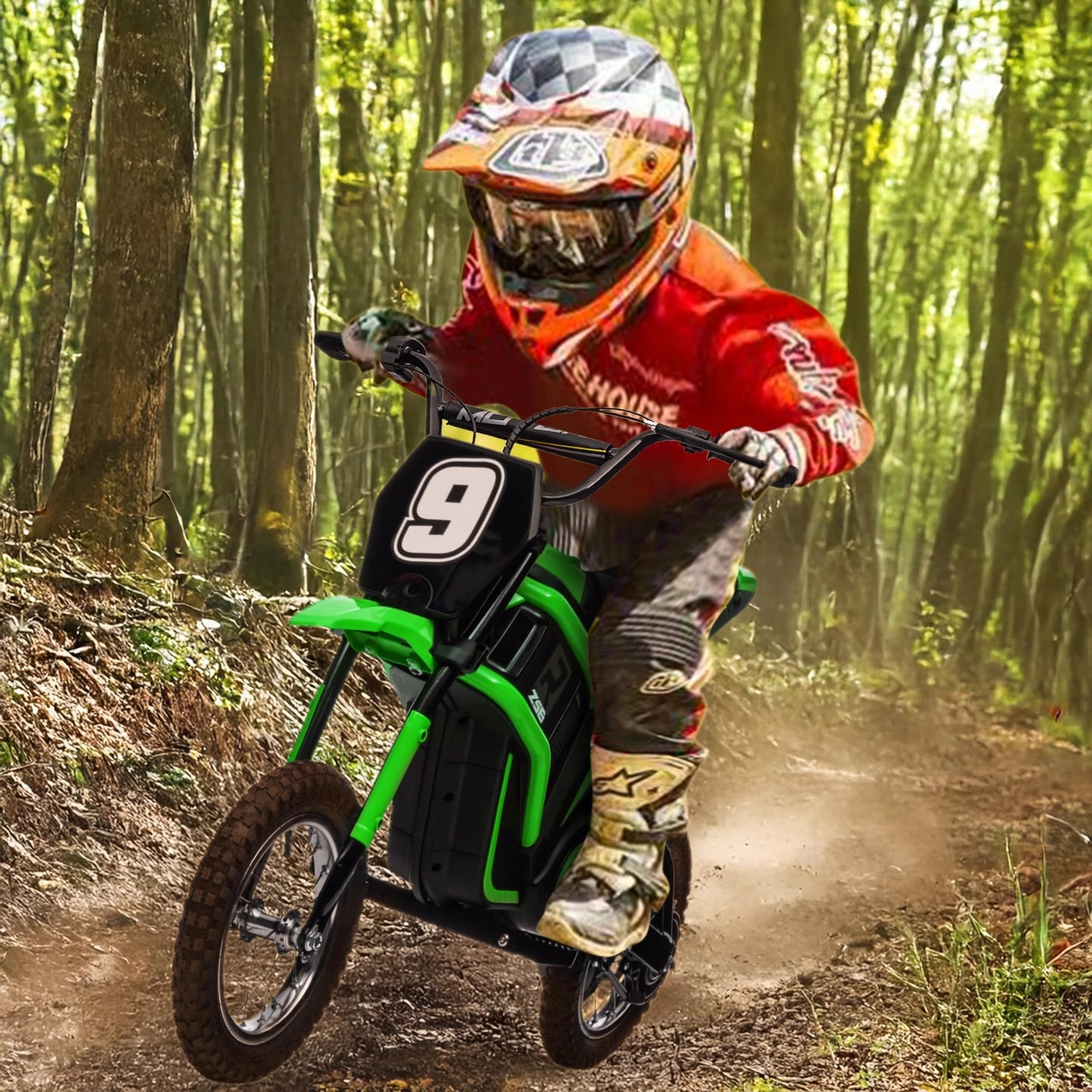 Garvee Kids Ride On Electric Dirt Bike,Kids All Terrain Electric Motorcycle,24V 350W Ride On Toy for Toddlers, Up to 14.5 MPH,Load 135 Lbs,Shock Absorption