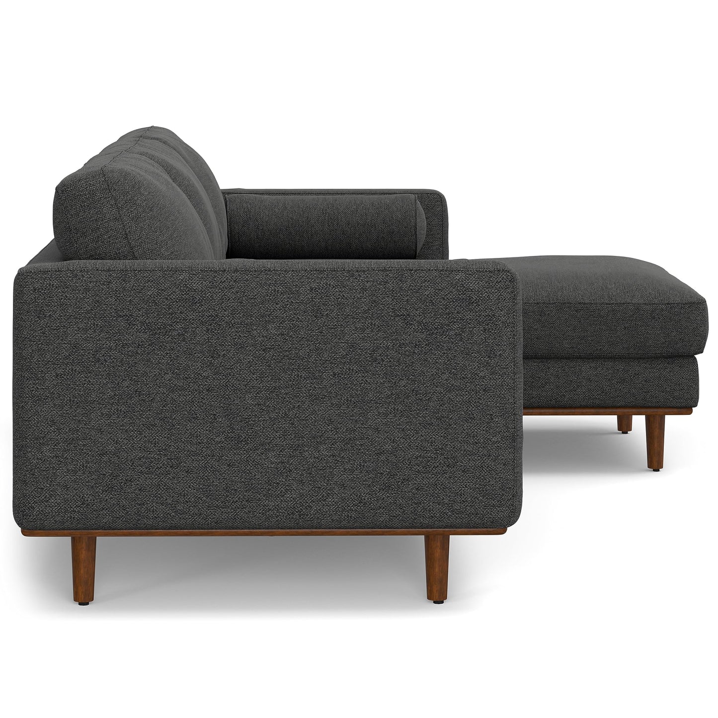 SIMPLIHOME Morrison Right Sectional Sofa in Woven-Blend Recycled Polyester Fabric, Charcoal Grey, 102-inches Wide, L-Shaped Couch with Right Chaise for the Living Room and Family Room