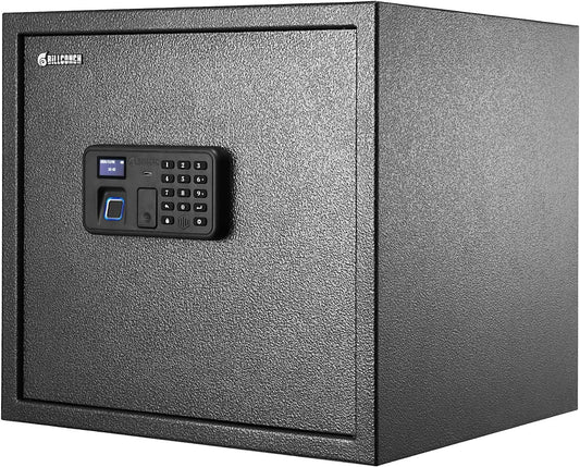 BILLCONCH Gun Safe with 6 Pistol Holders - Biometric, Key & App Unlock, Black Iron Safe with LCD Display & Voice Prompt, Removable Shelf & Foldable Gun Racks (1.4 Cubic Feet)