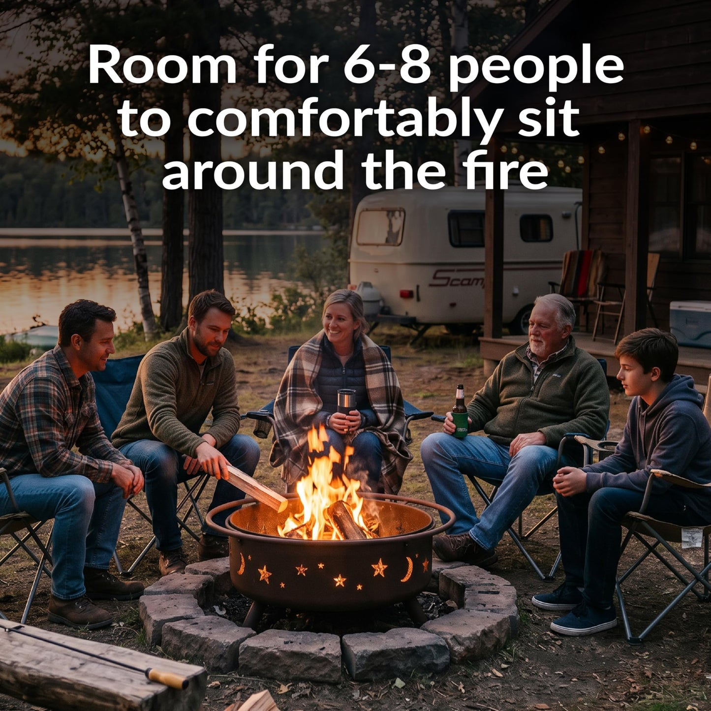 Sunnydaze Cosmic 42-Inch Large Outdoor Fire Pit - Wood-Burning Firepit for Outside Patio, Backyard, Deck - Steel - Wood Grate, Spark Screen, and Fireplace Poker Included - Bronze - 34” Bowl Diameter