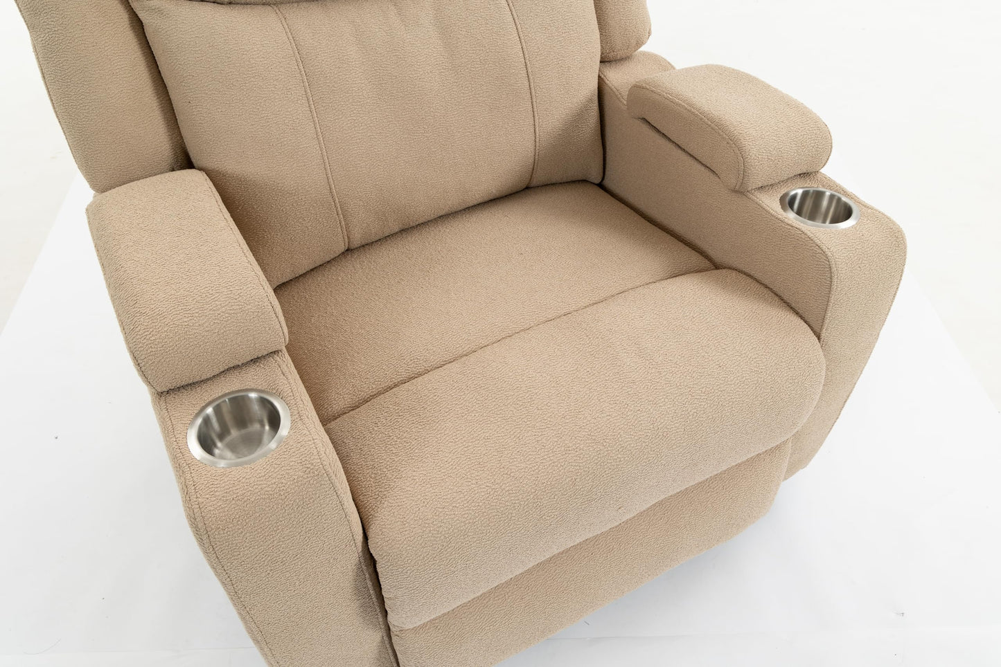 GDFStudio Extra Wide Power Recliner Chair 270 Degree Swivel Velvet Reclining Chair with Heat Massage USB and Type C Charging Ports for Living Room Bedroom Office, Camel
