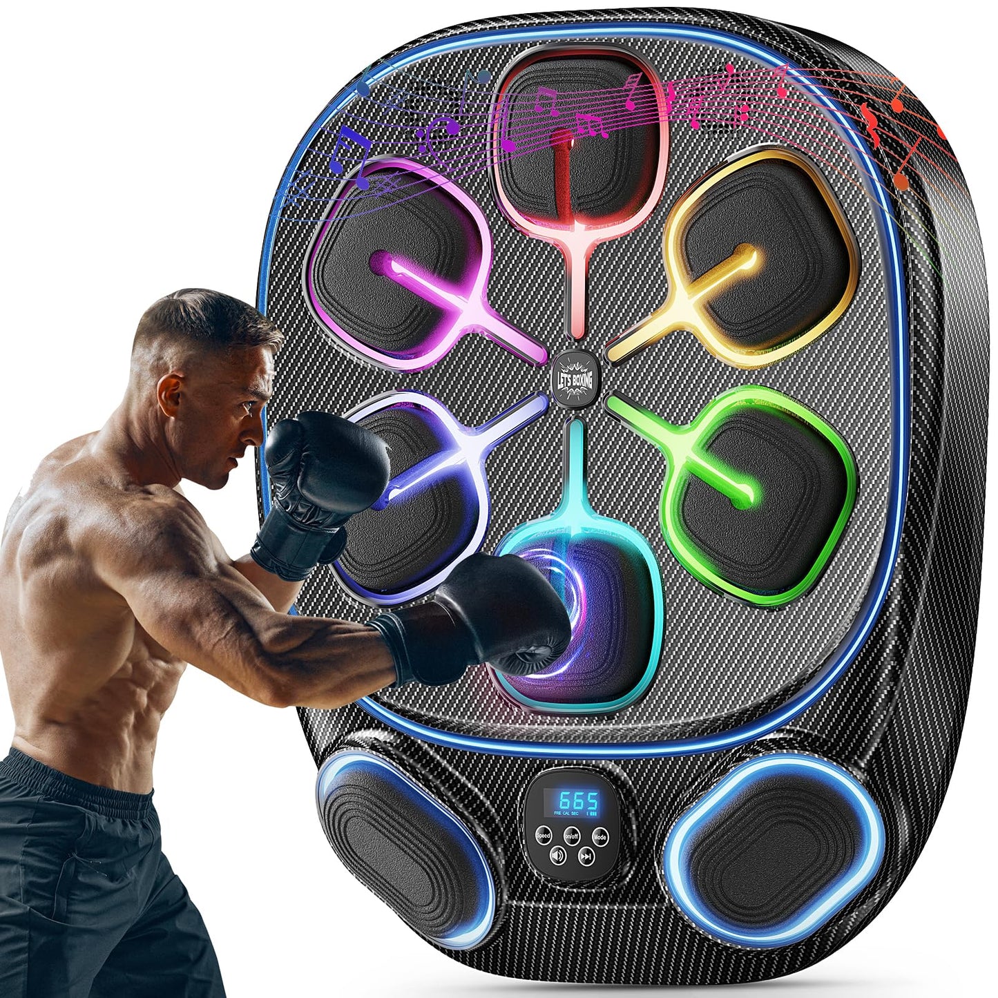 FIAMEARMOR Music Boxing Machine with Gloves, Adjustable Punching Bag Dummy for Adults Home Gym - 2026 Heavy Duty Fitness Equipment